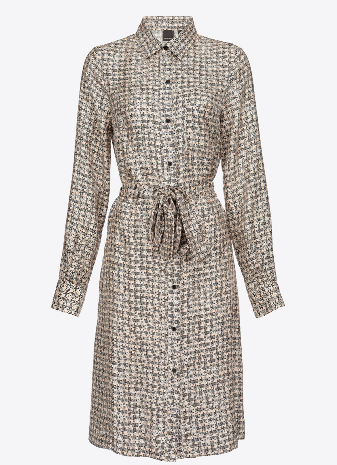 Pinko Shirt Dress with Logo Monogram Print