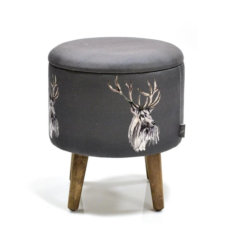 Dark Grey Stag Storage Footstool