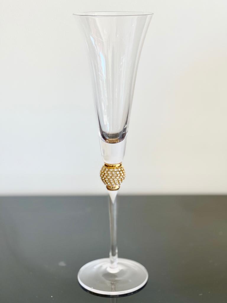 Gold Diamanté Ball Champagne Flute