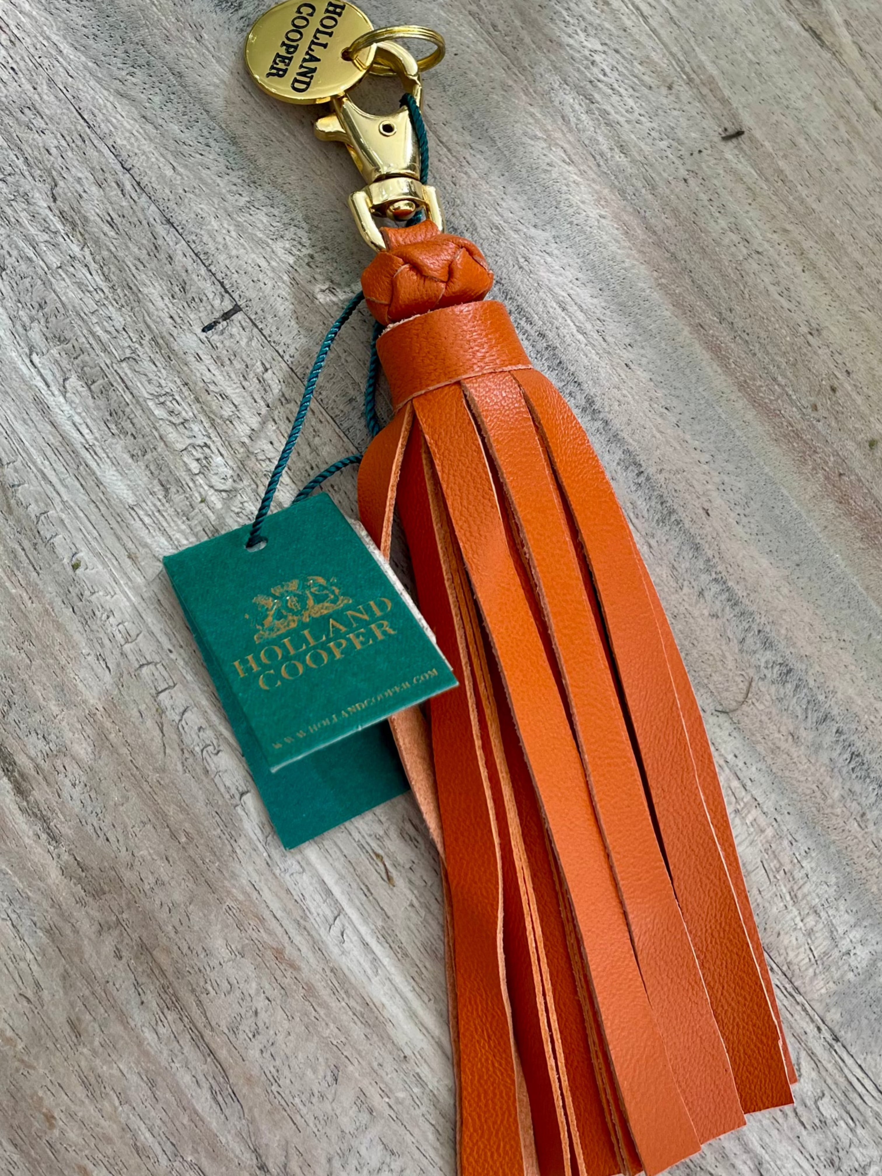 Holland Cooper Mayfair Tassle Keyring - Orange Leather