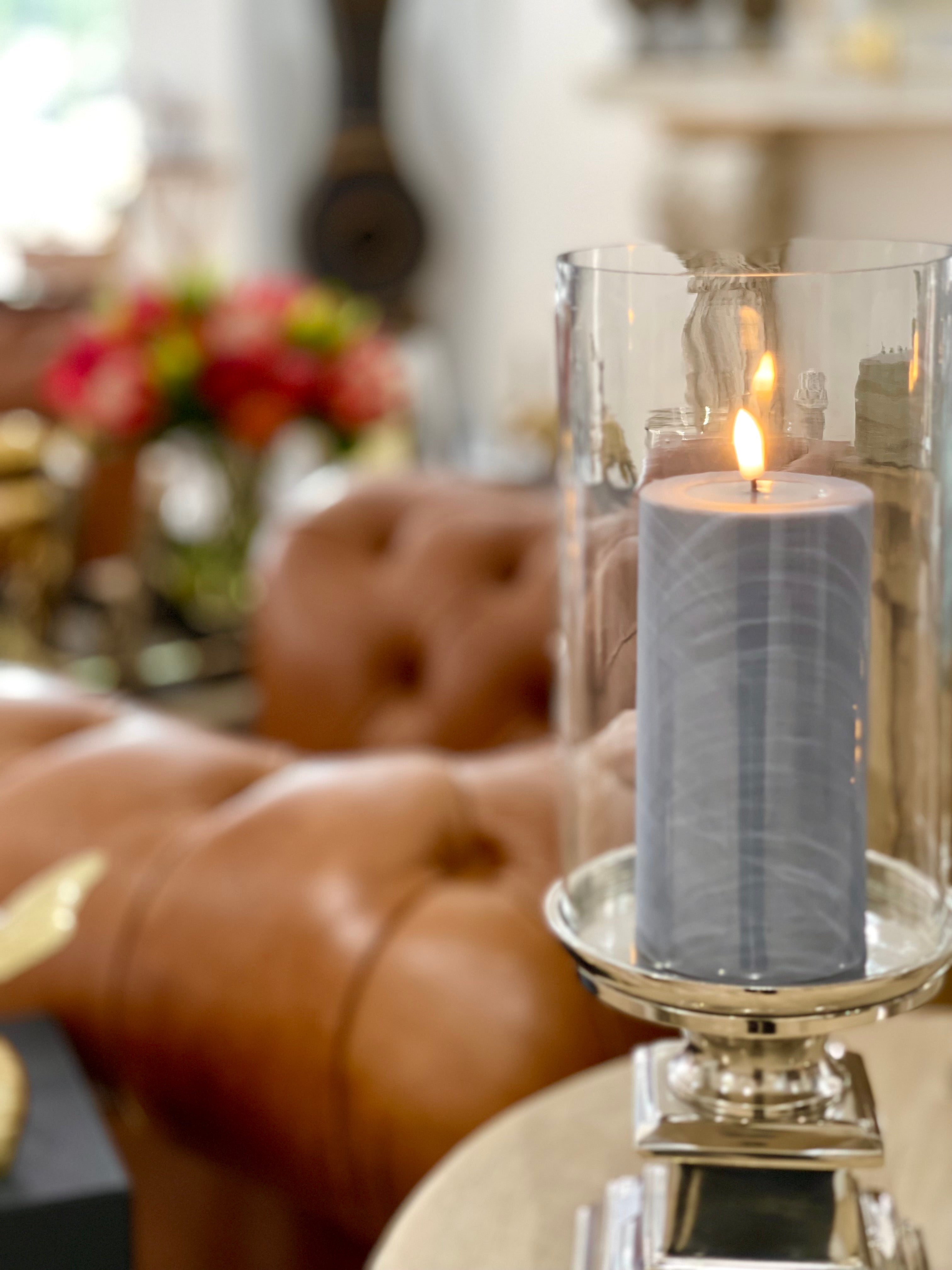 Grey indoor LED 7.5 cm diameter candle