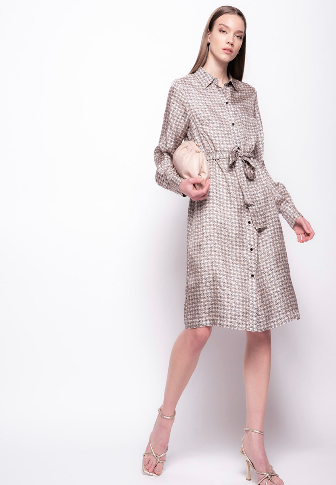 Pinko Shirt Dress with Logo Monogram Print