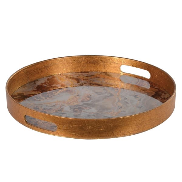 Round Marble Effect Decorative Tray