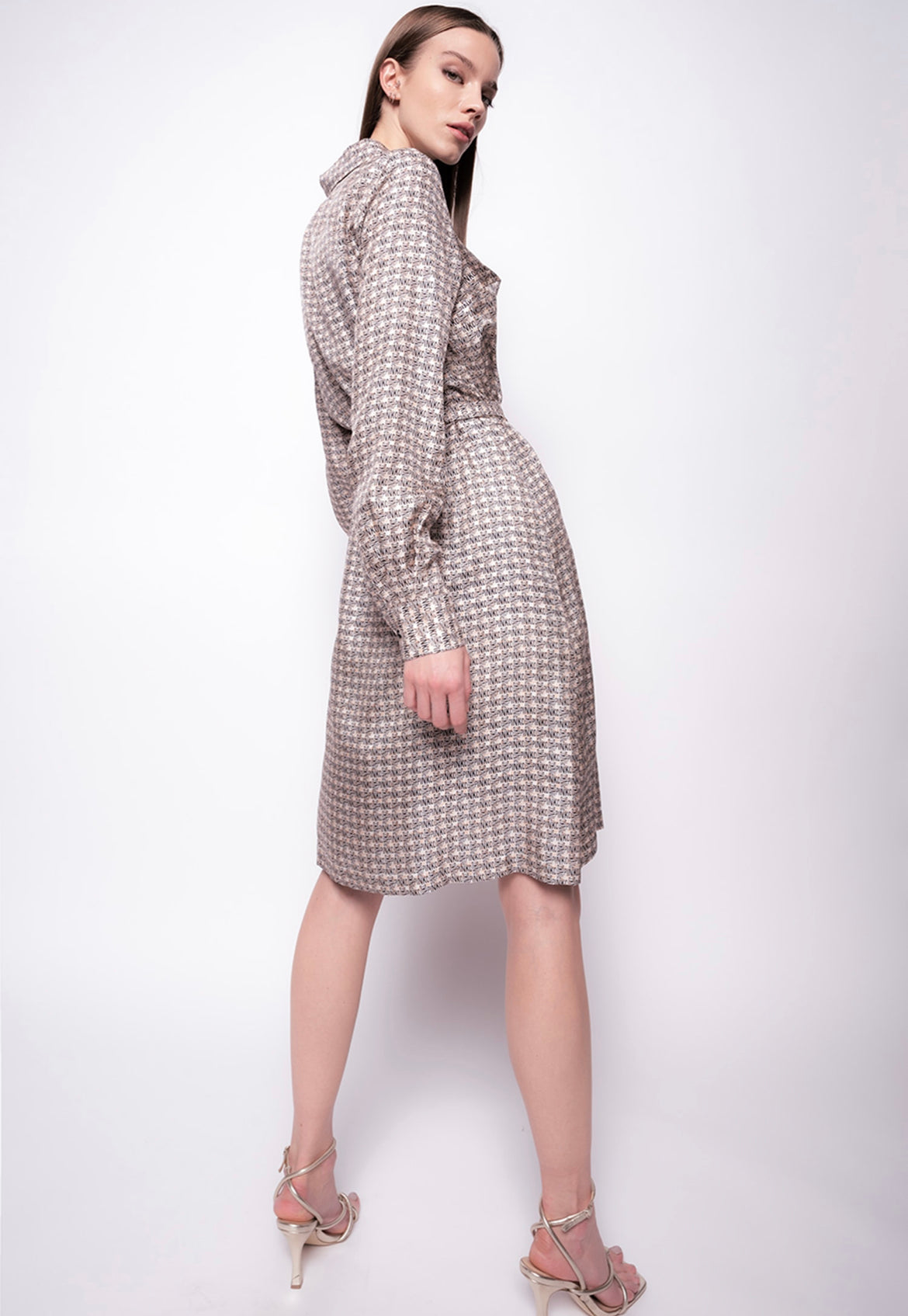 Pinko Shirt Dress with Logo Monogram Print