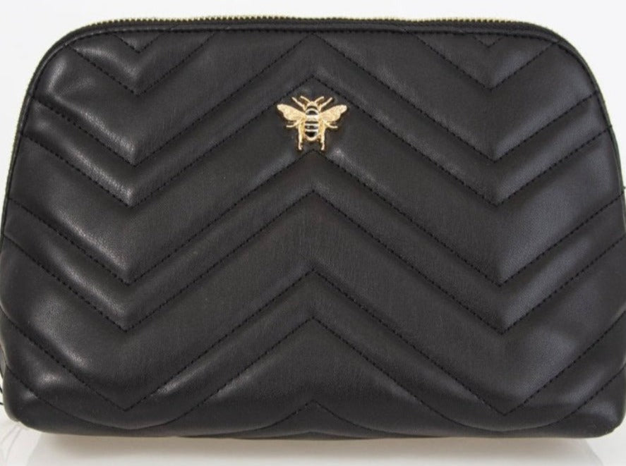 Alice Wheeler Black Quilted Large Makeup Bag