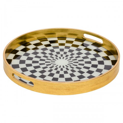 Gold circular chequer design tray