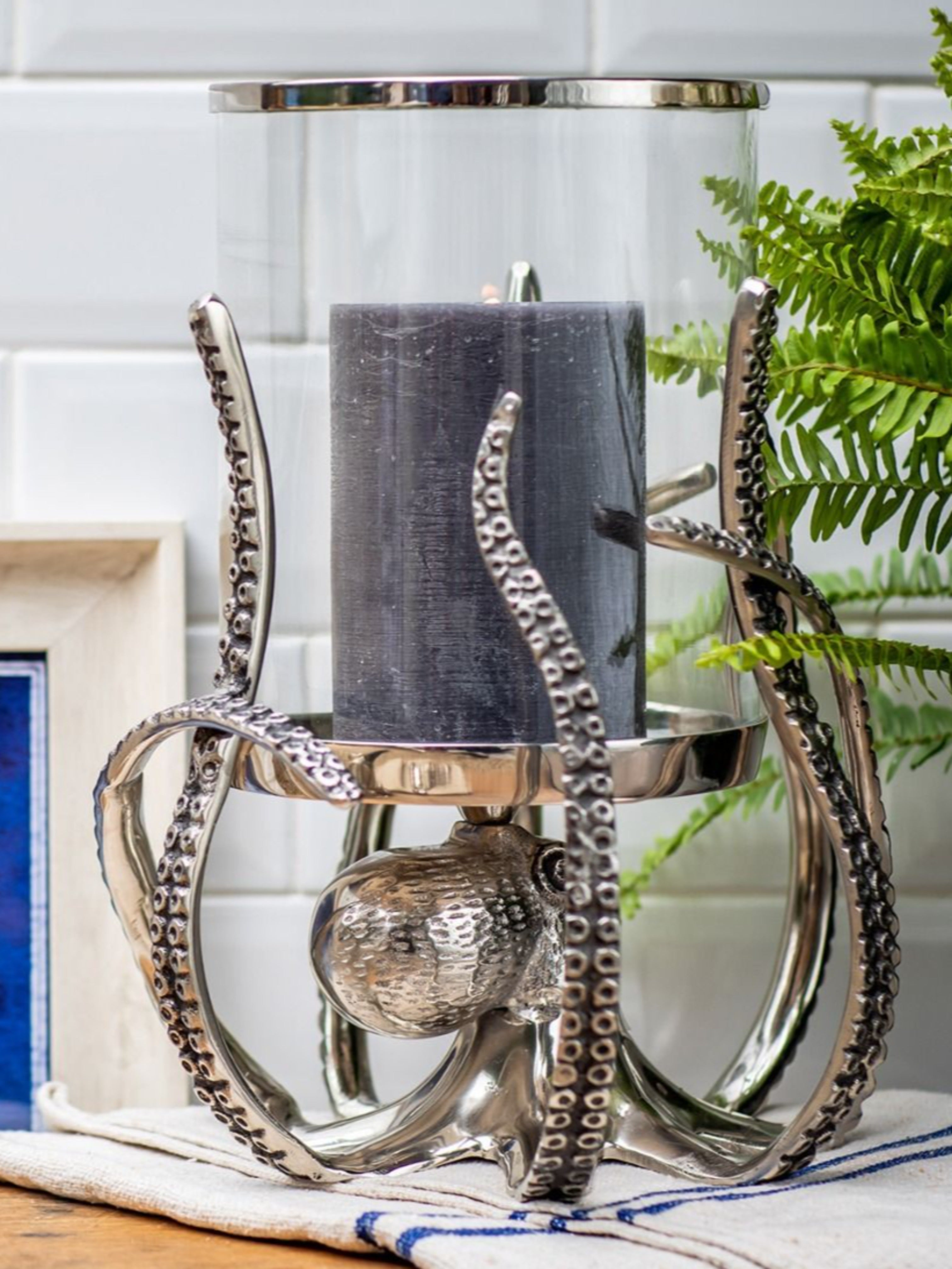 Culinary Concepts Silver Octopus Hurricane Lantern