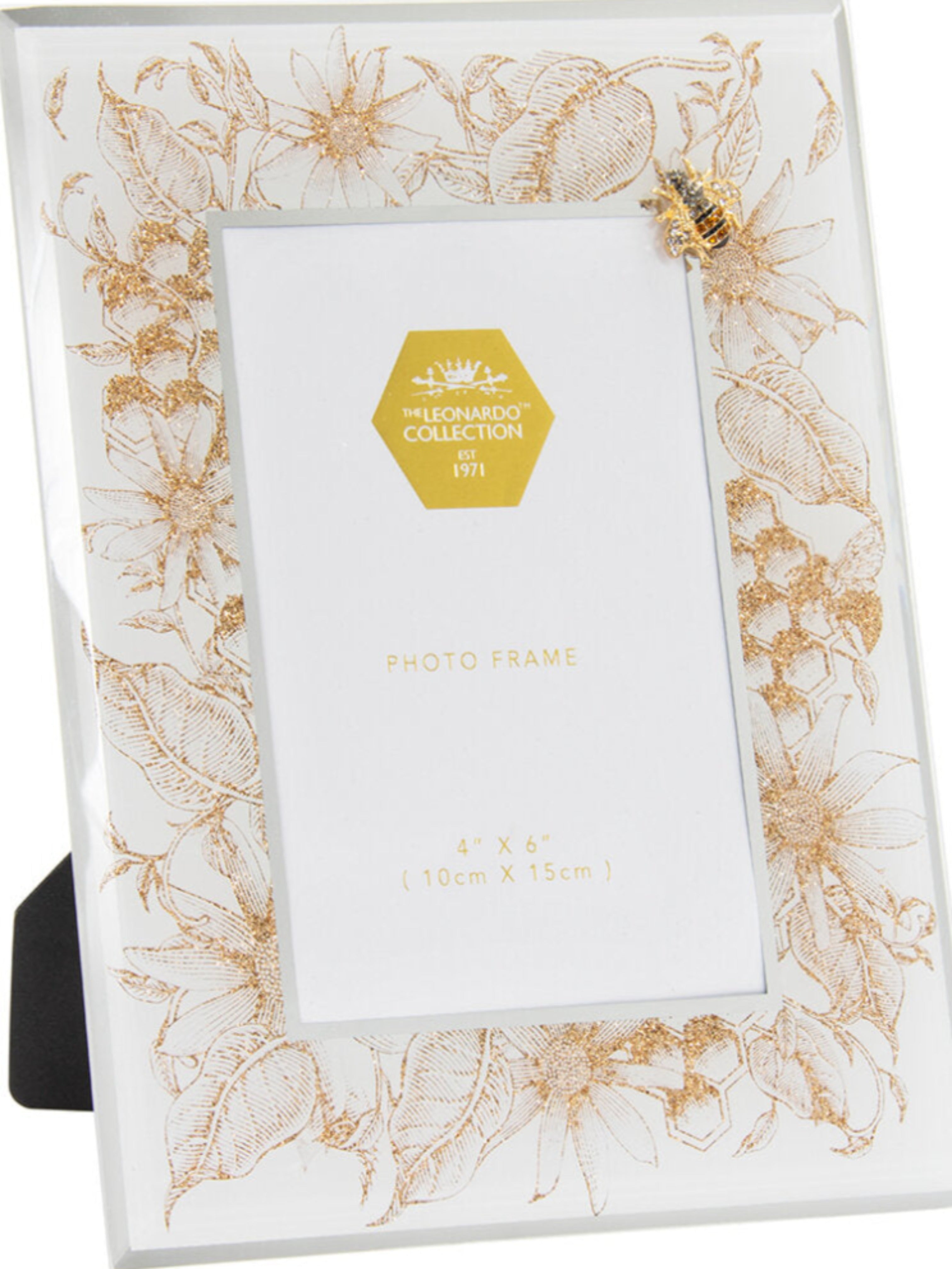 Golden Honeycomb Bee Mirrored Glitter Photo Frame