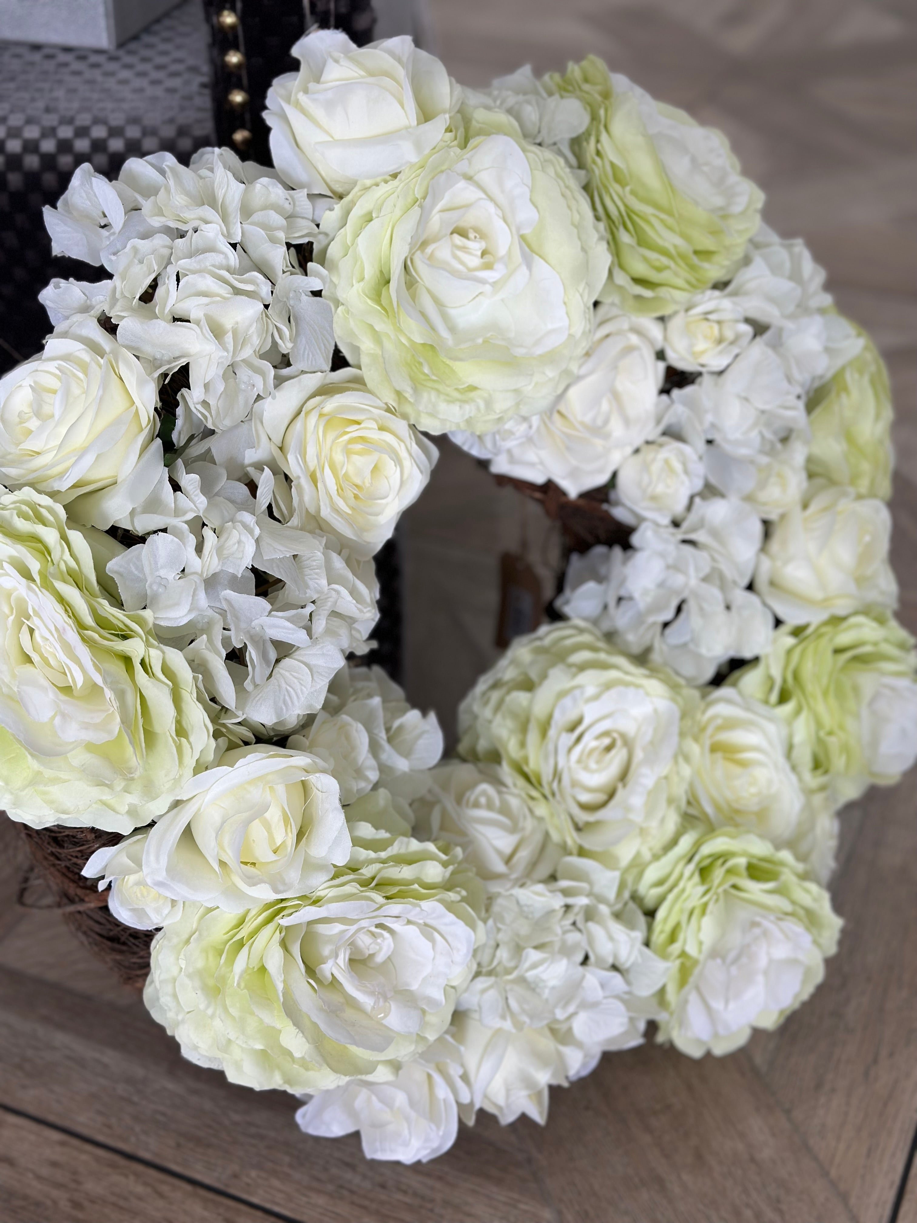 Faux Rose and Hydrangea Wreath