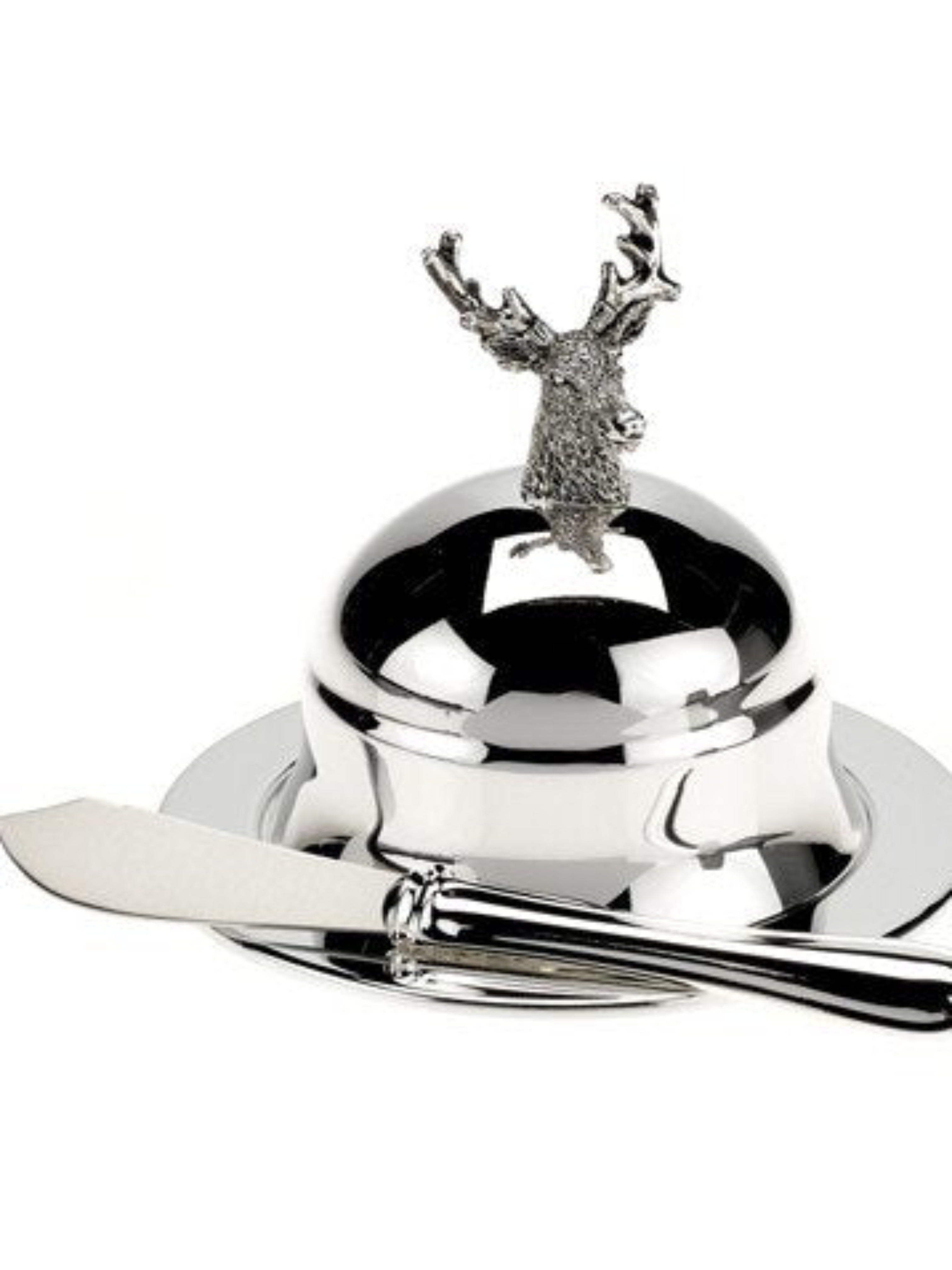 Stag Round Butter Dish and Spreader