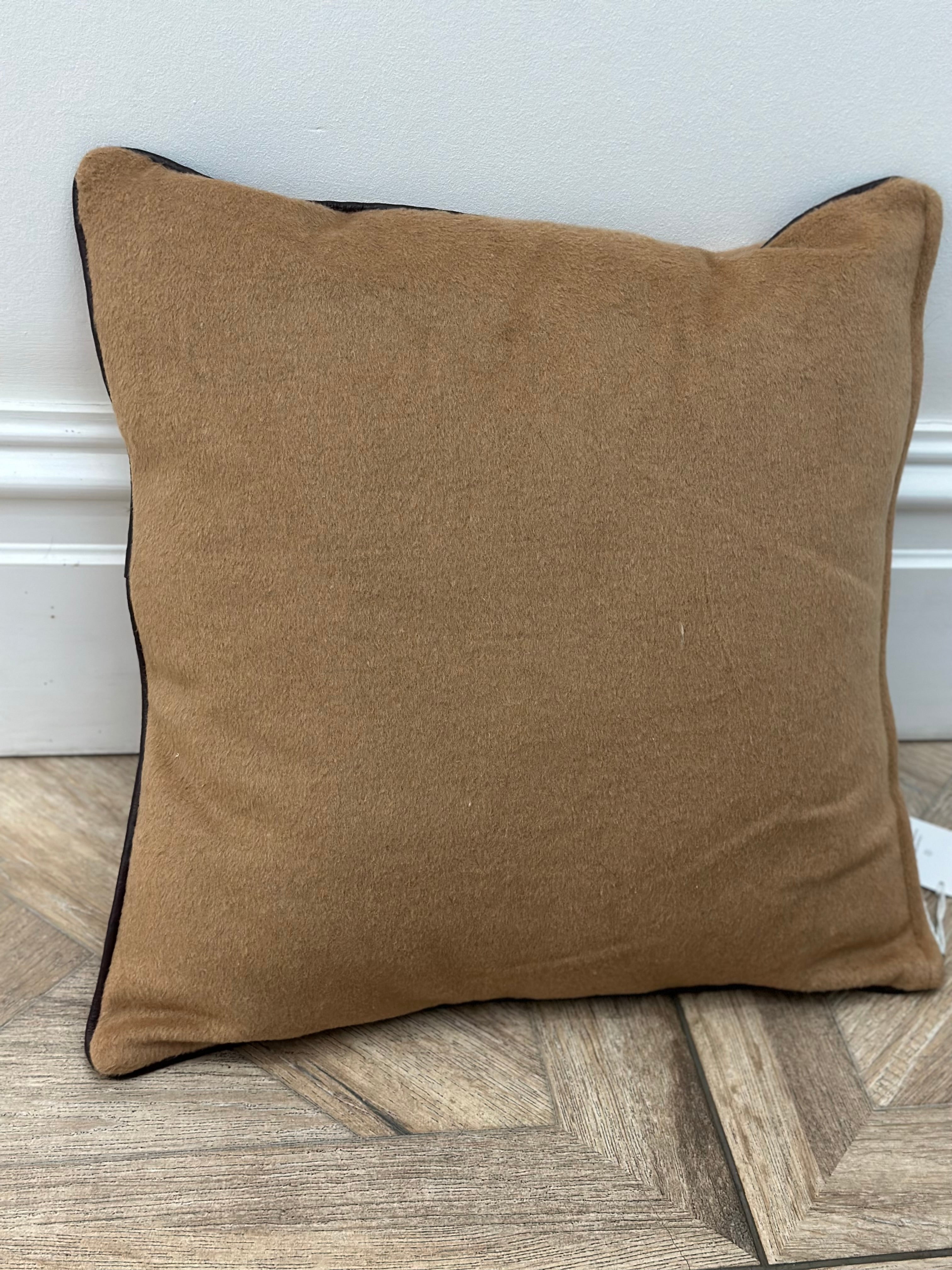 Chestnut Brown Leather Detail Cushion