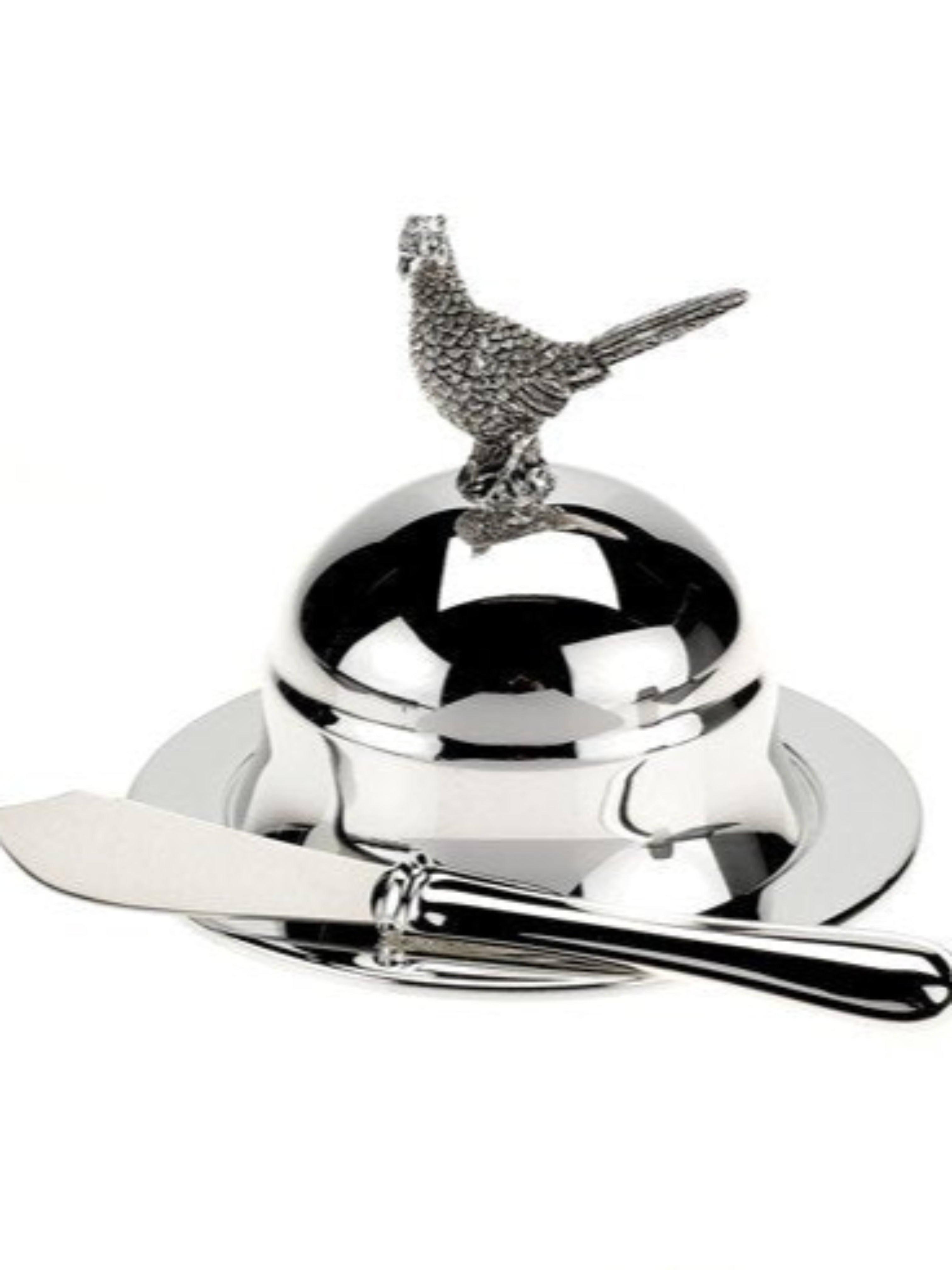Pheasant Round Butter Dish and Spreader
