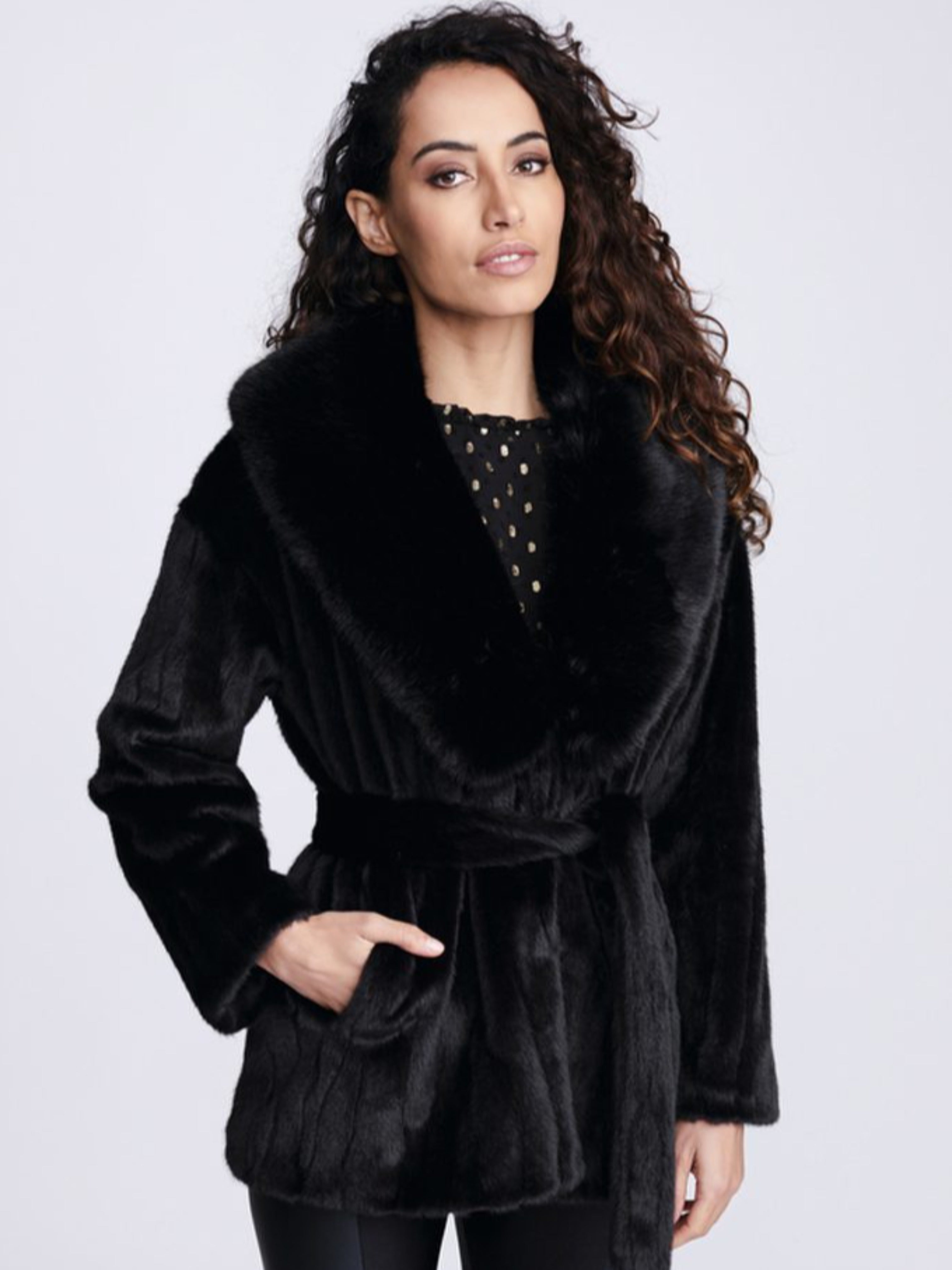 Felicity Faux Fur Belted Coat