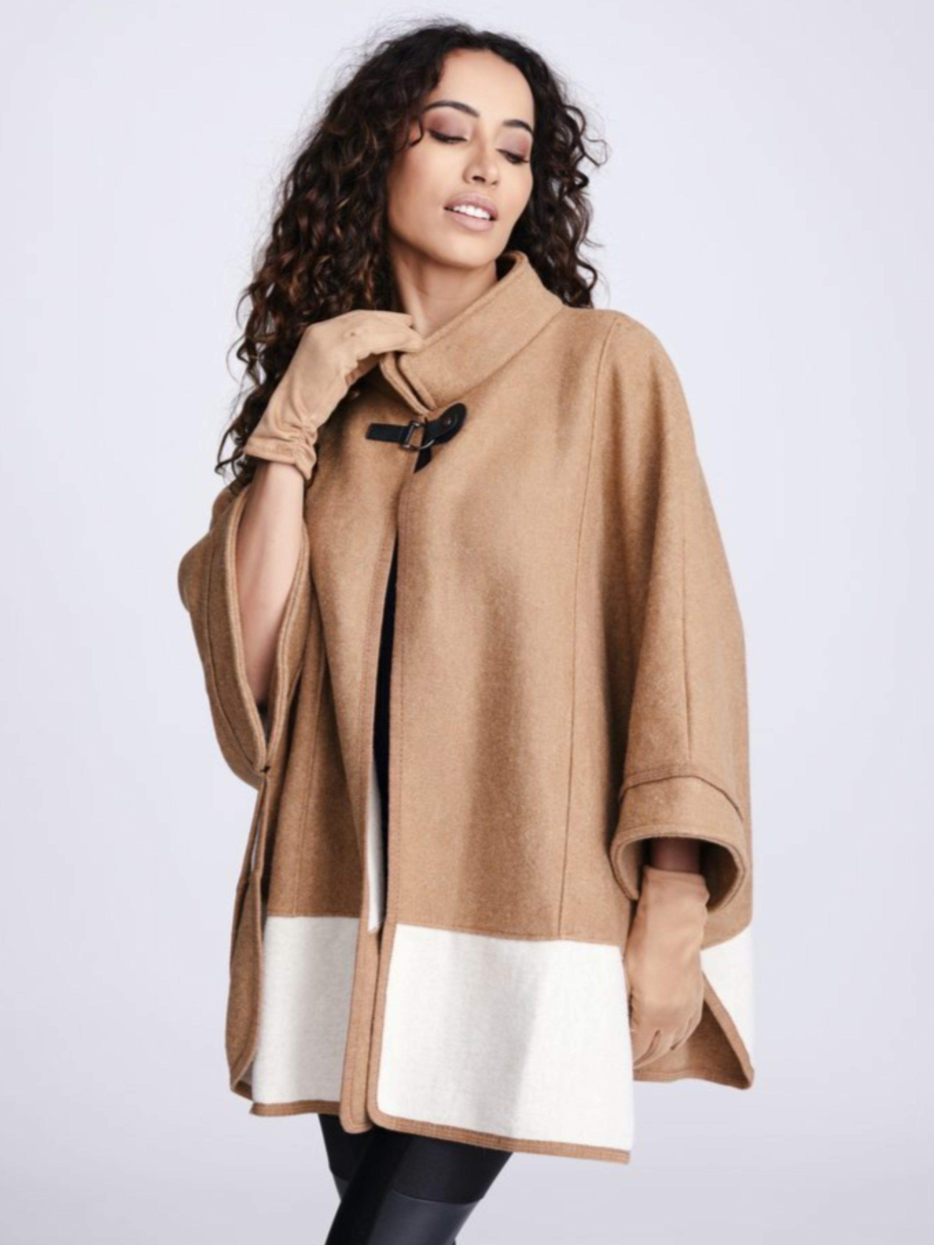 Monique Camel Wrap with Sleeves