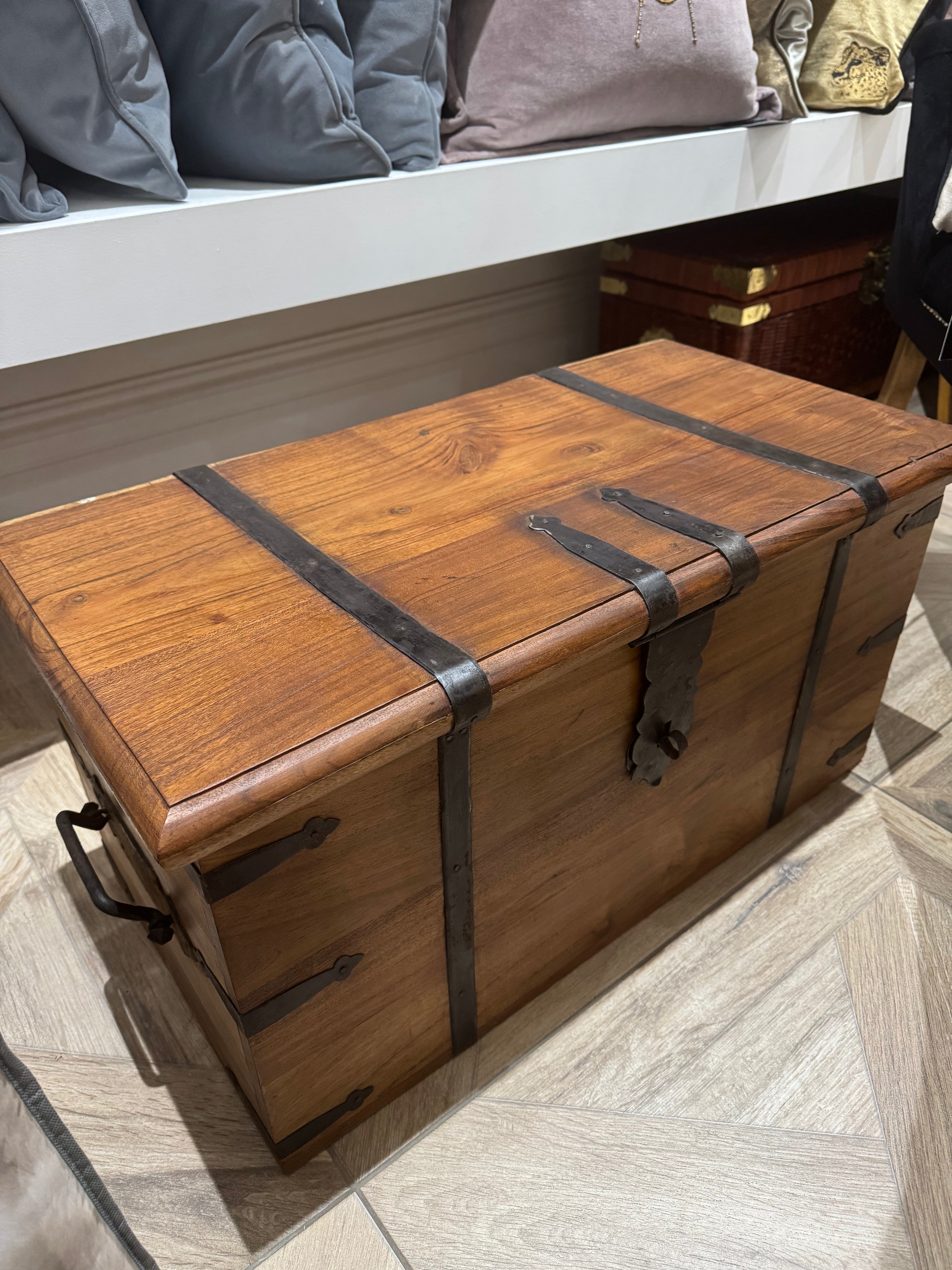 Iron-Banded Acacia Wood Chest