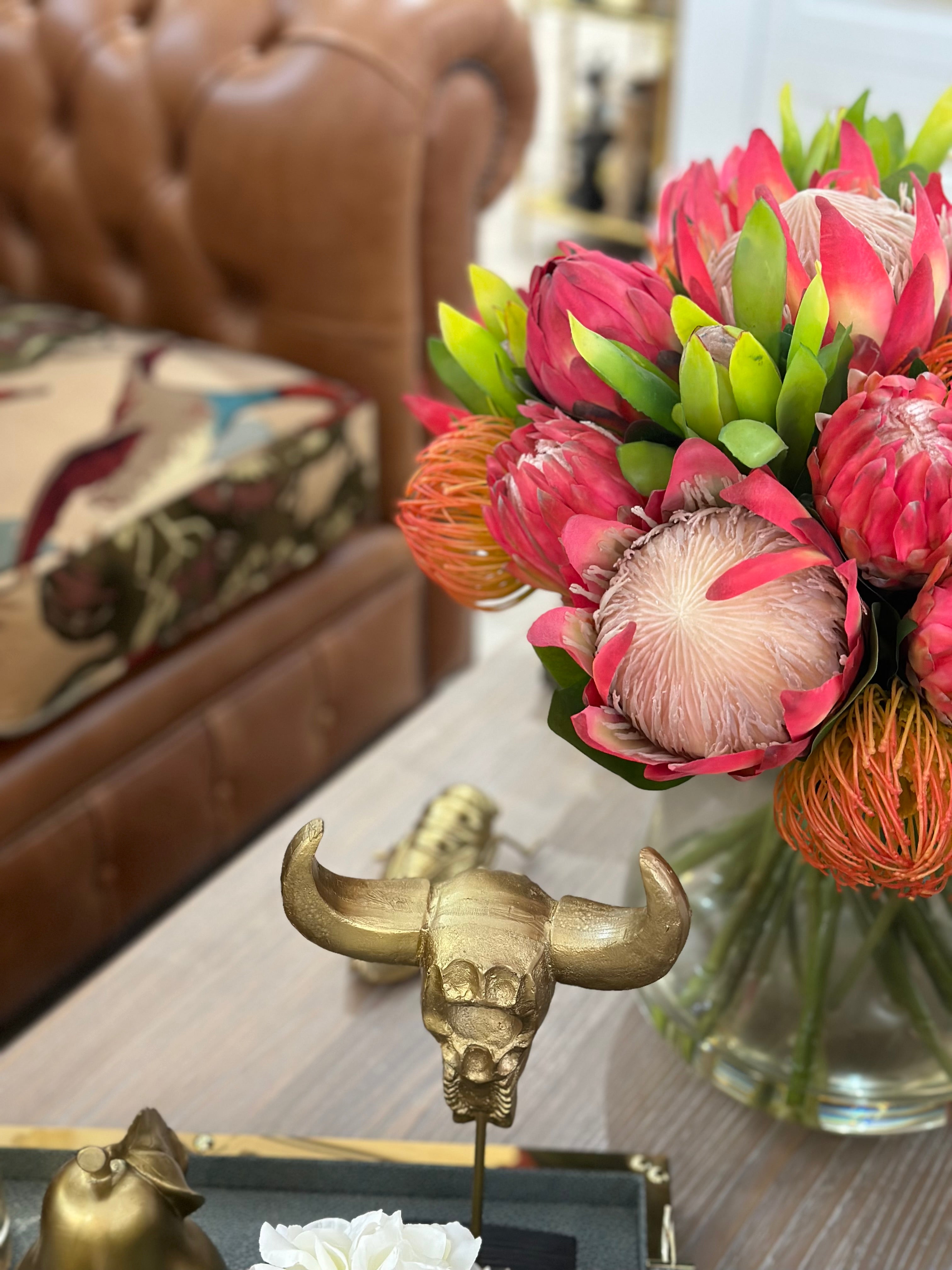 Faux Pink Protea Bouquet Arrangement