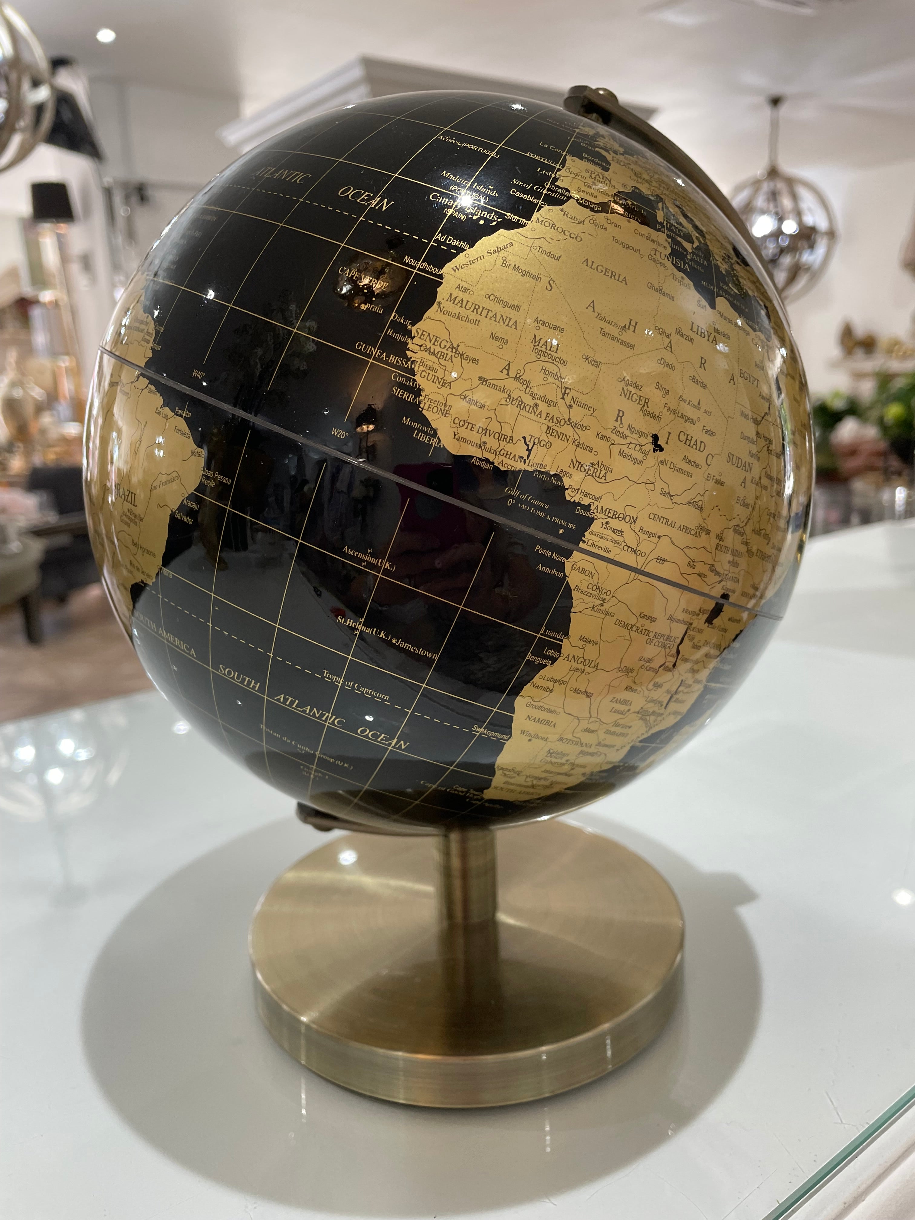 Black and Gold Decorative World Globe