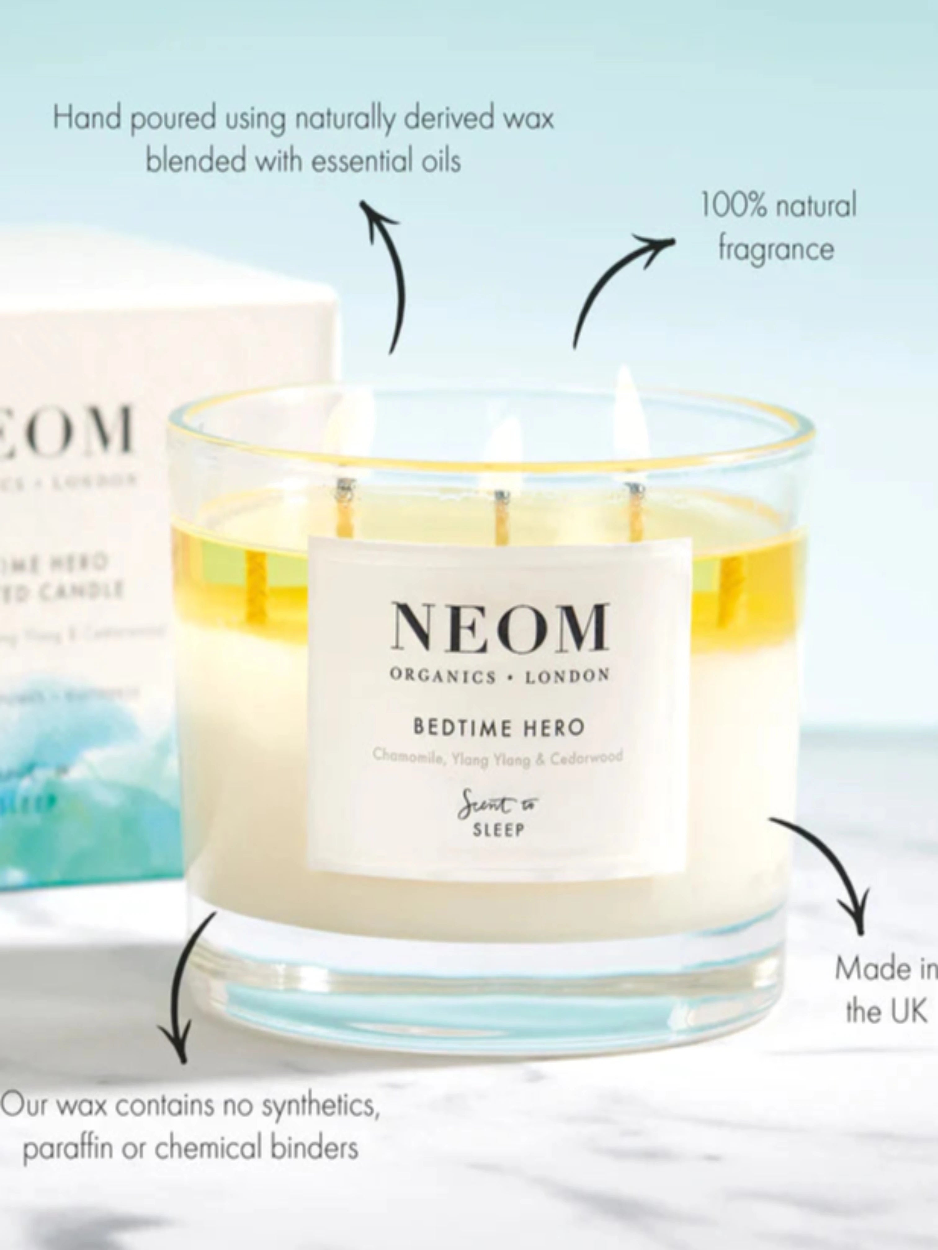 NEOM Bedtime Hero Scented 3 Wick Candle