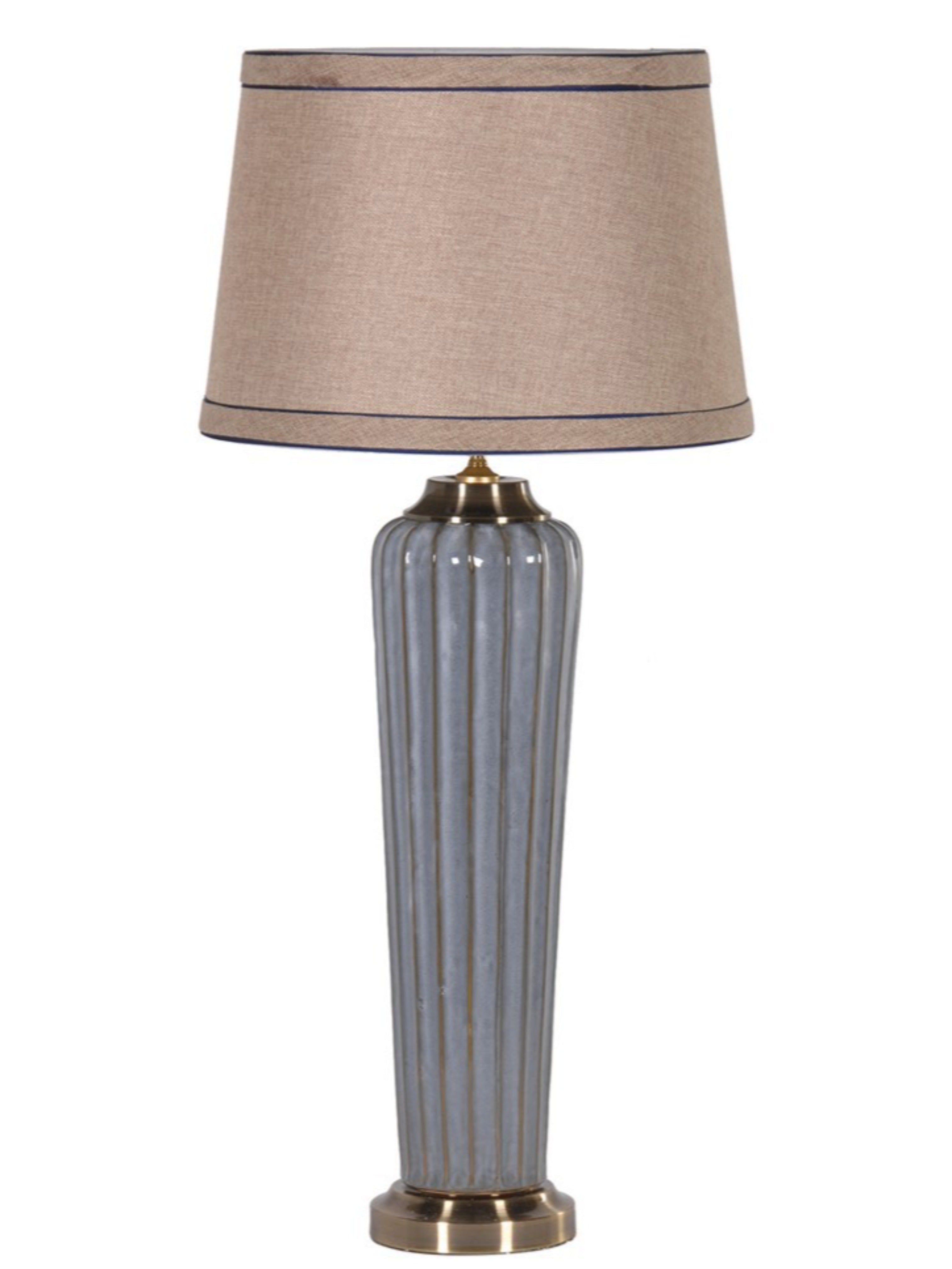 Tall Elegant Blue Porcelain Table Lamp with Polyester Shade