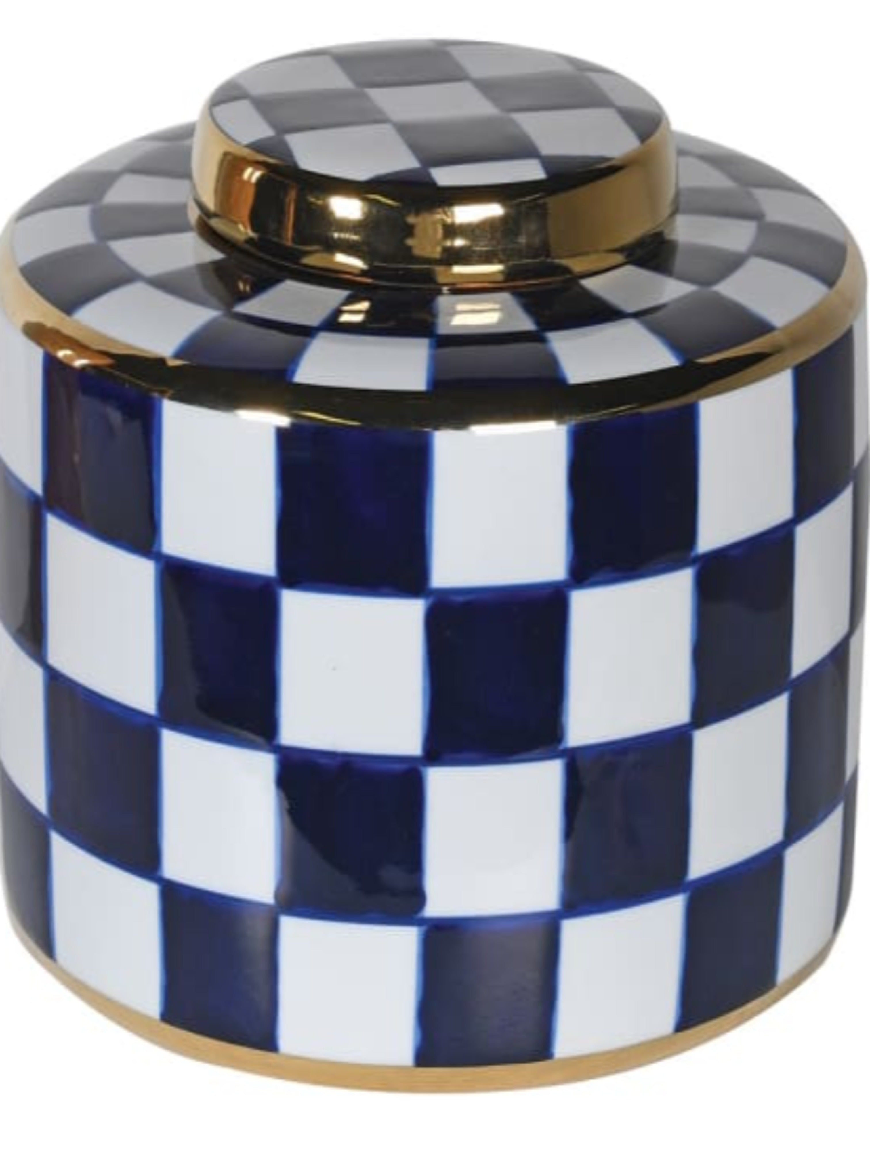 Blue and White Chequered Jar