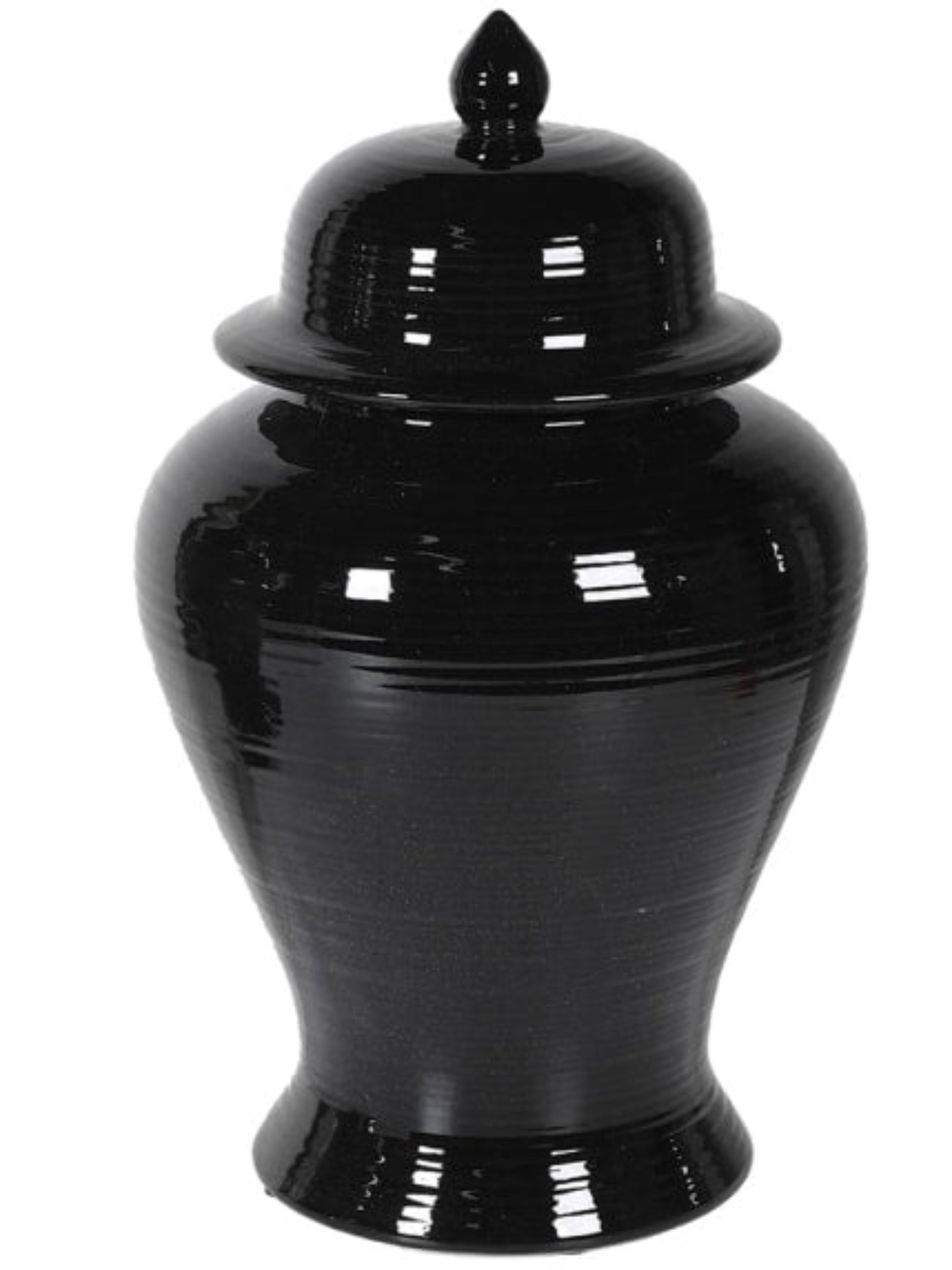Glossy Black Temple Jar
