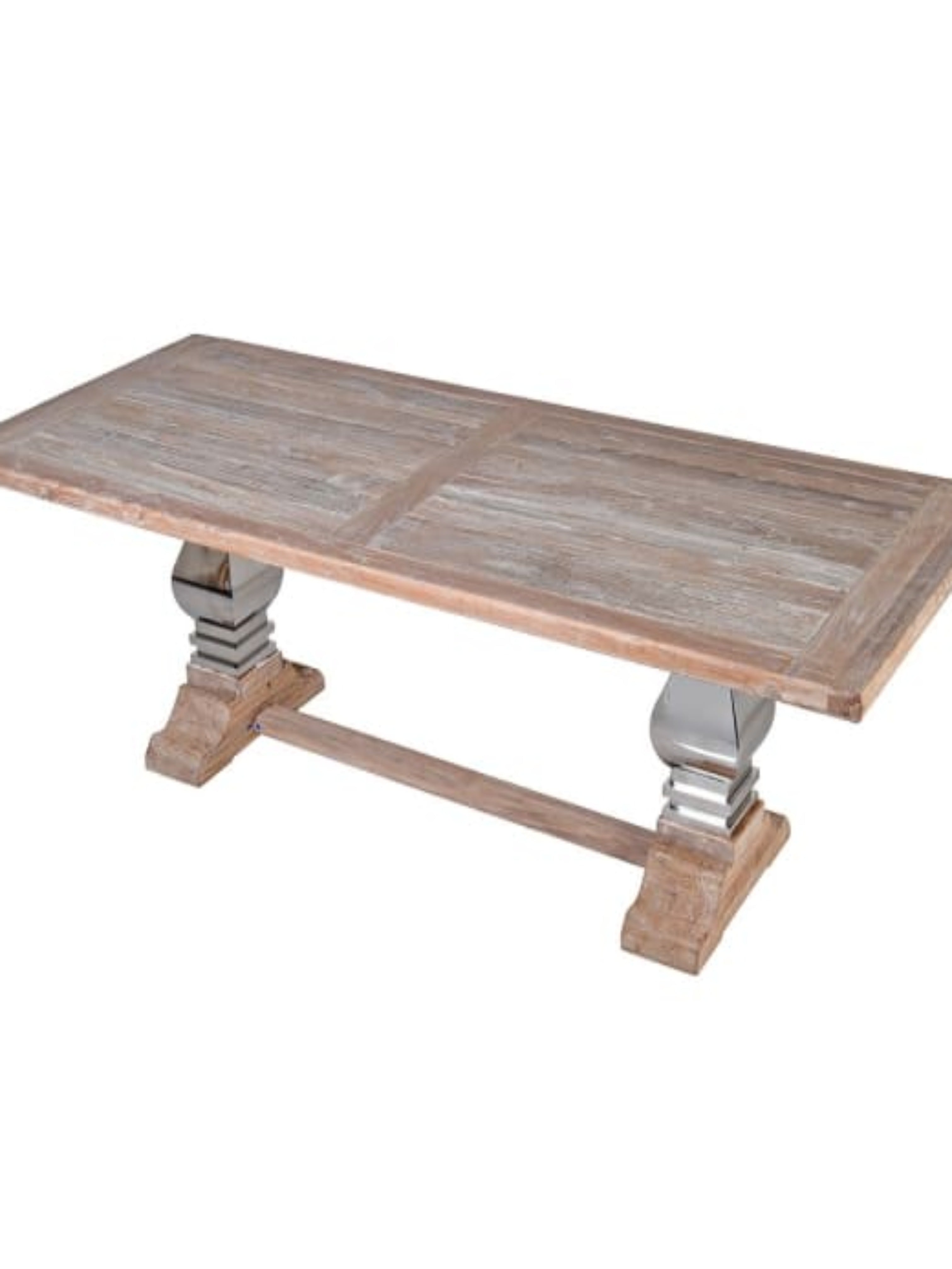 Steel and Wood Refectory Dining Table