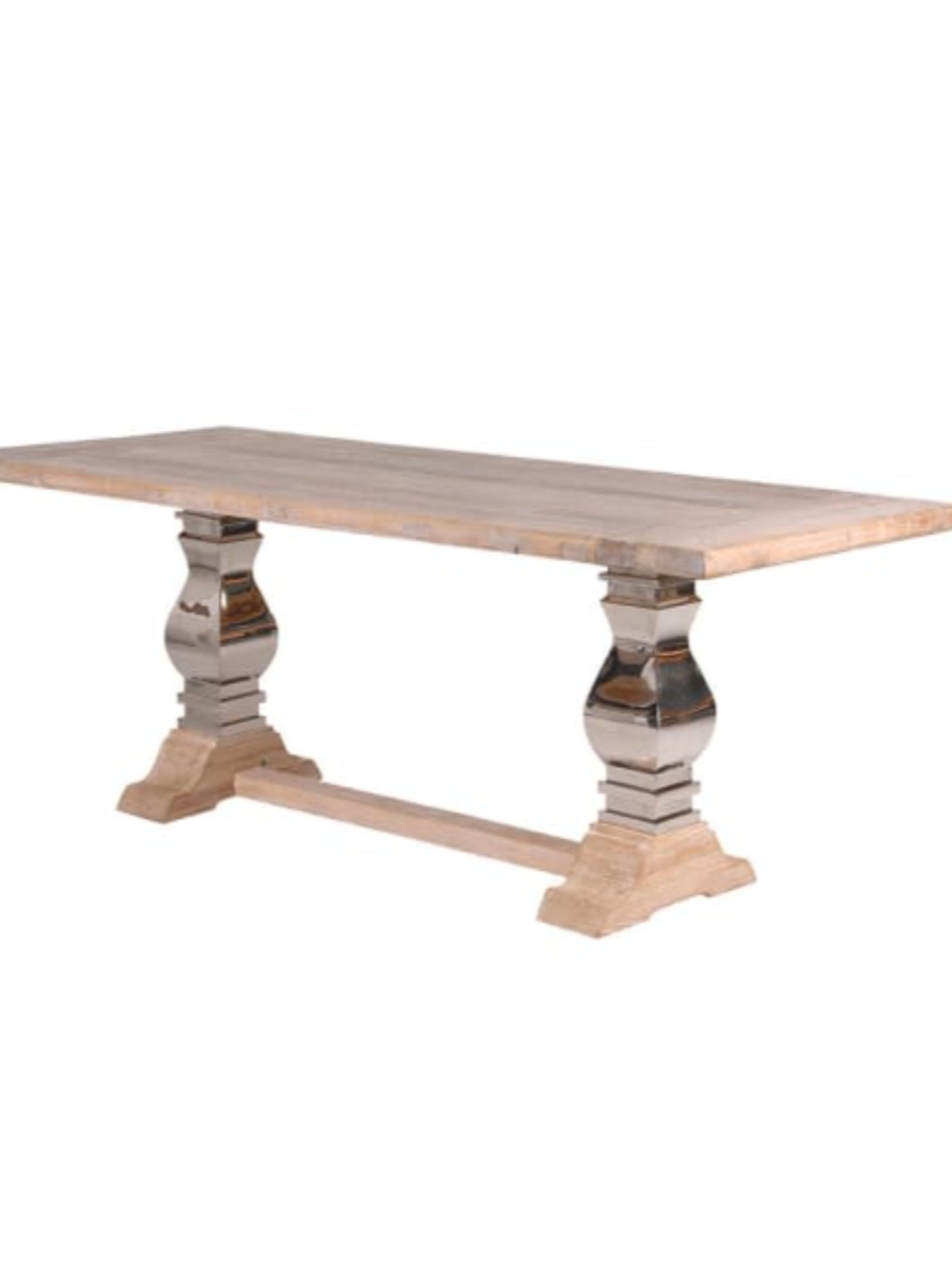 Steel and Wood Refectory Dining Table