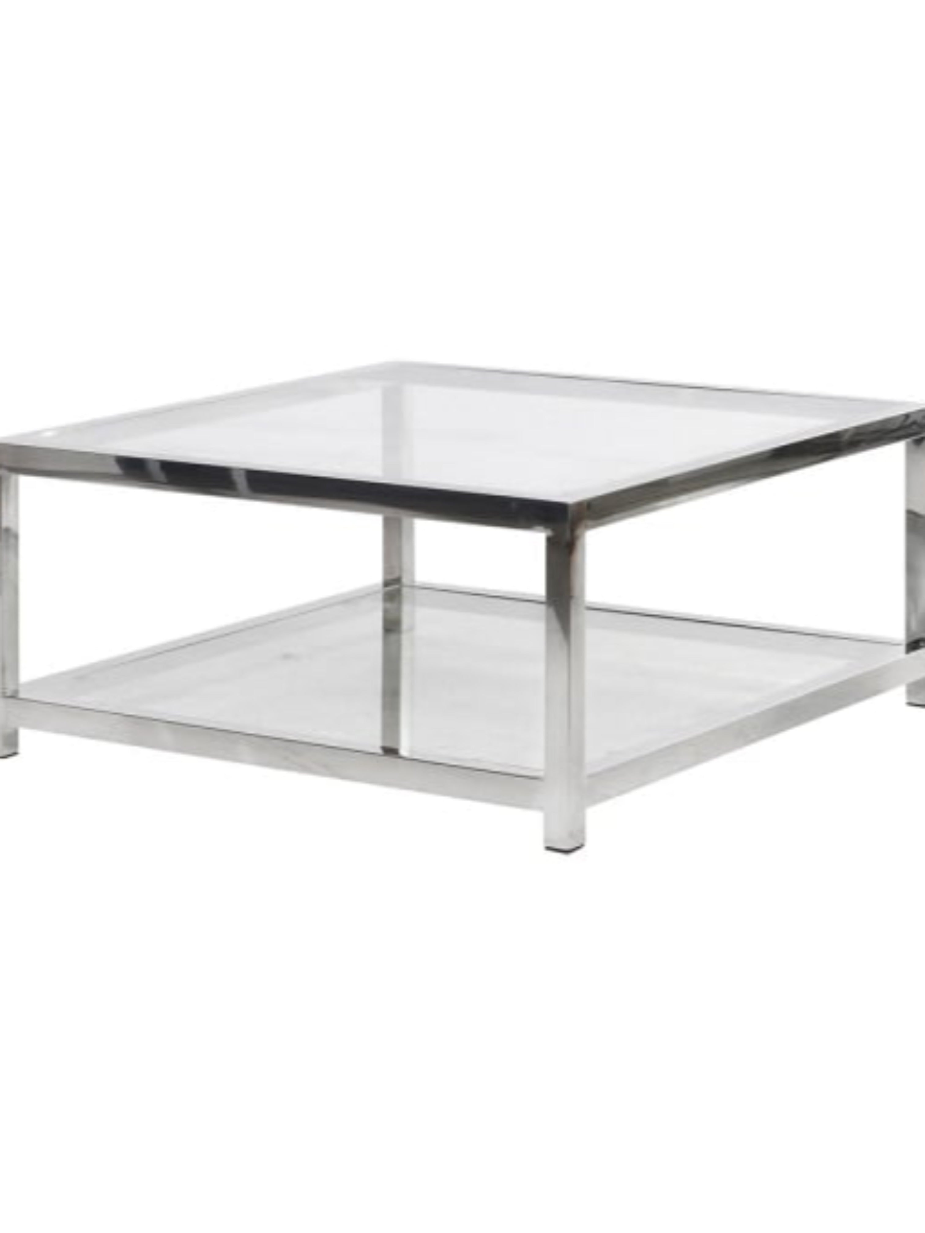 Two Tiered Glass and Steel Square Coffee Table