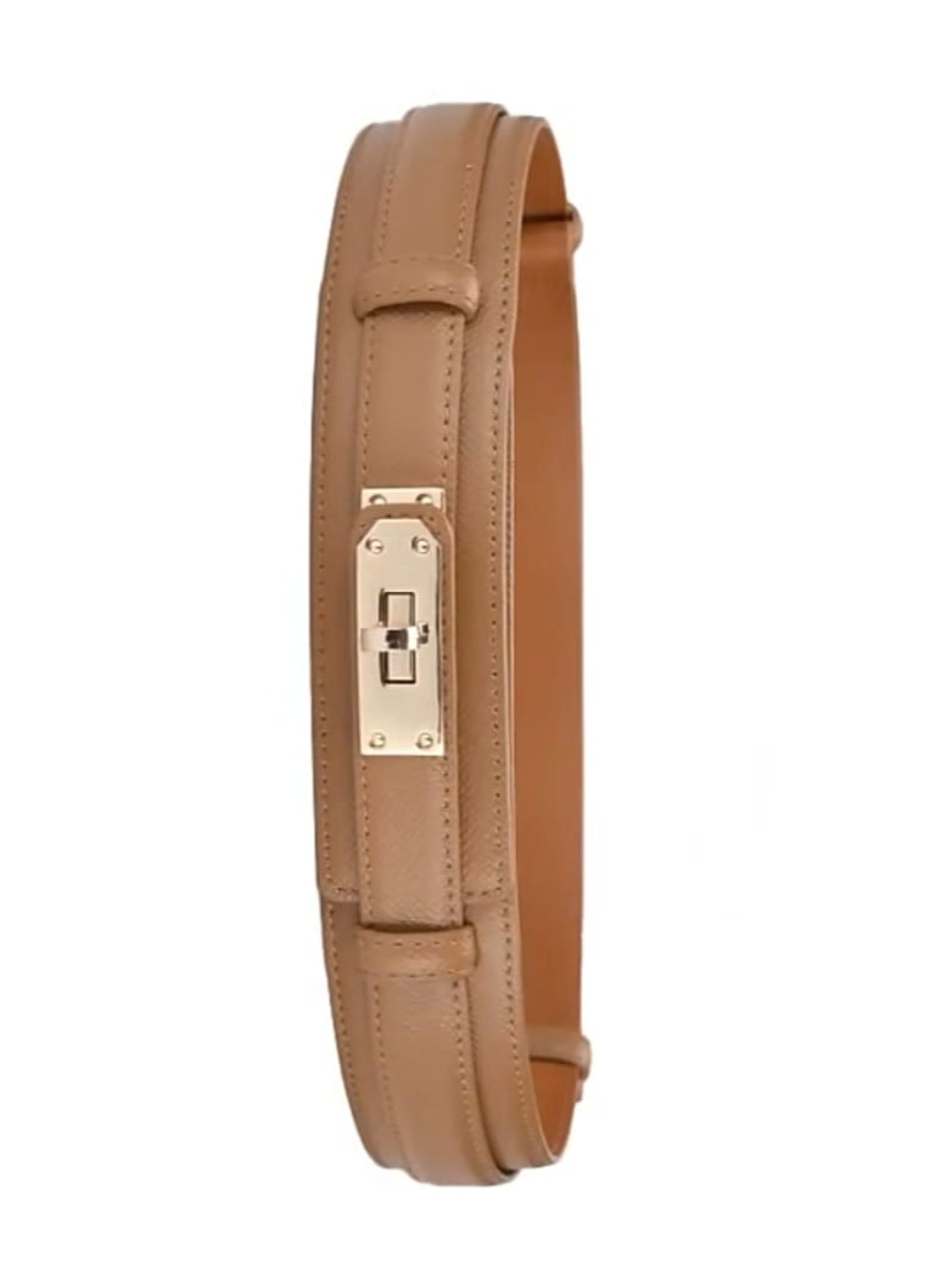 Twist-Lock Adjustable Faux Leather Wide Belt