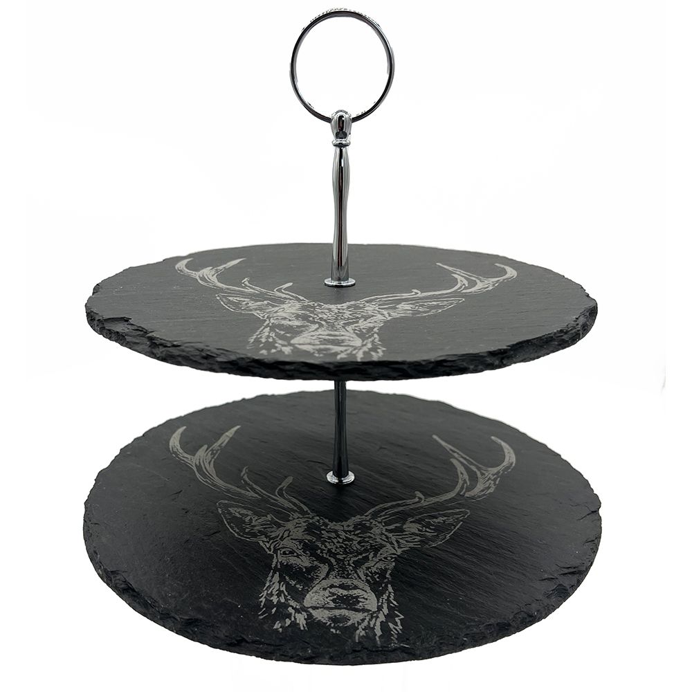 The Just Slate Company Stag Prince Two Tier Serving Stand