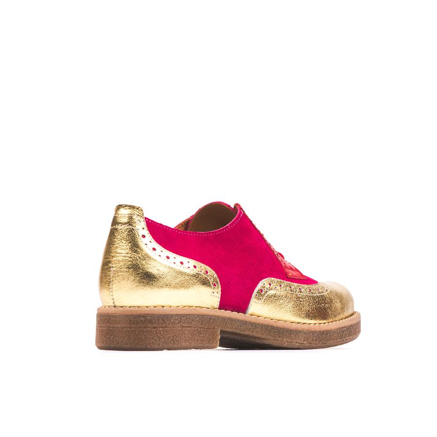 Pink, Red and Gold Brogue Shoe
