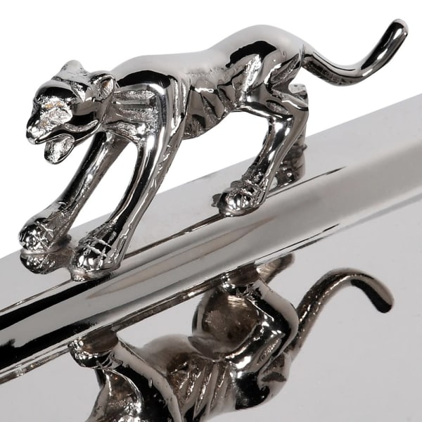 Mirrored Silver Tray with Panther Detail