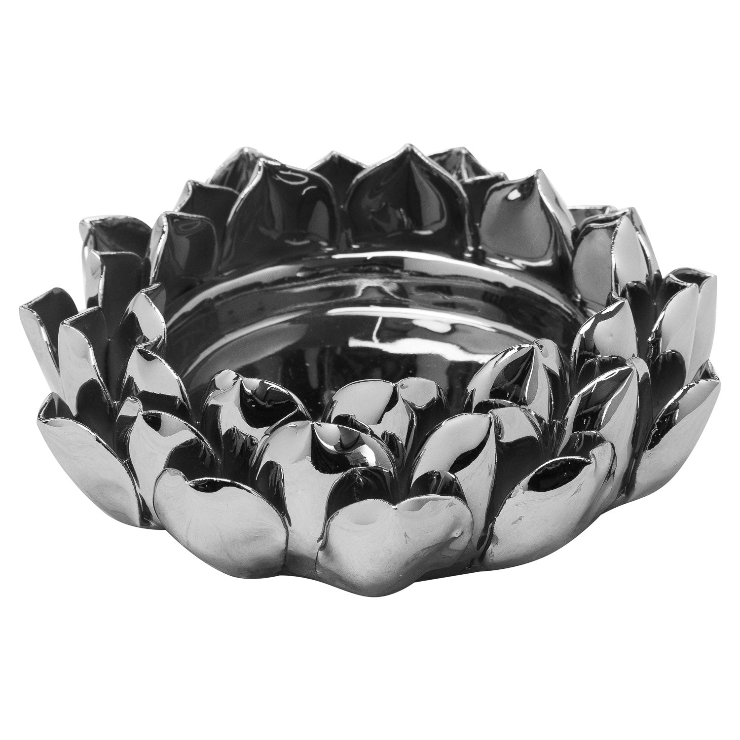 Silver Flower Candle Plate