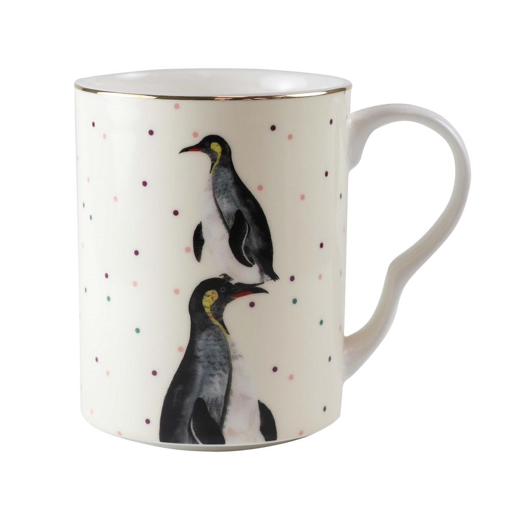 Yvonne Ellen Multi Coloured Polka Dots Perching Penguins China  Mug