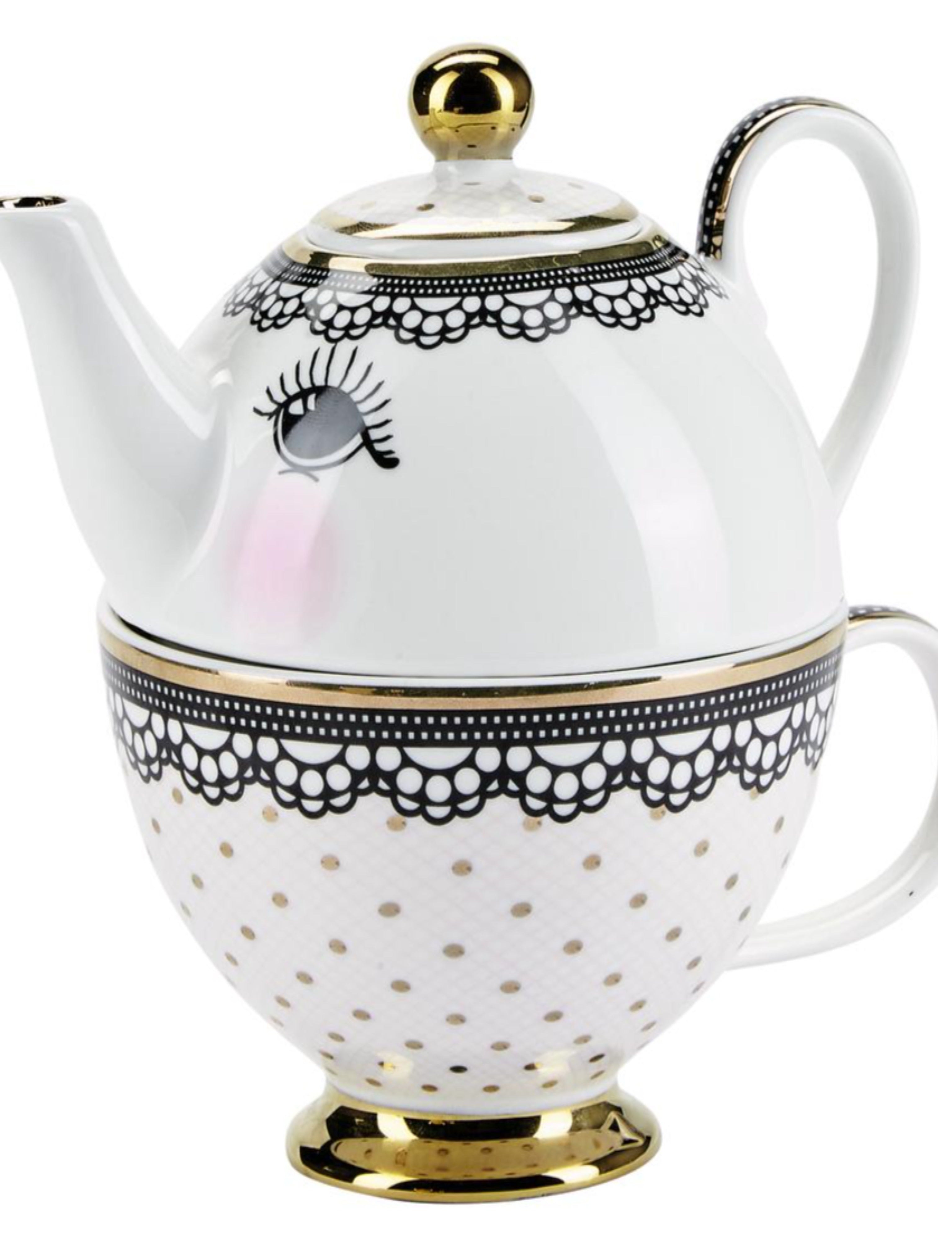 Miss Etoile Open Eye with Lace Detailing Tea For One China Set
