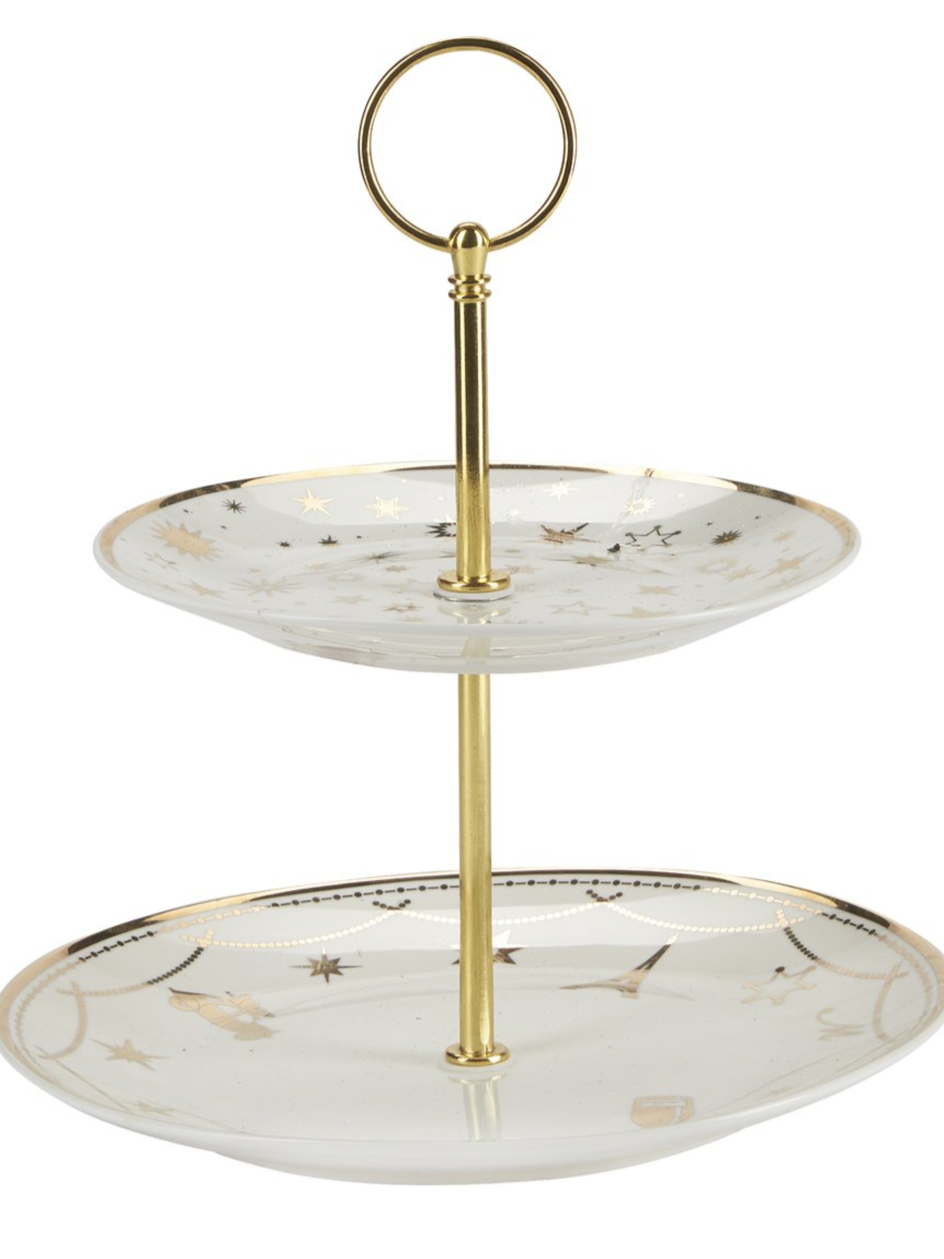 Miss Etoile Two Tier Cake Stand with Gold Star Design Detailing