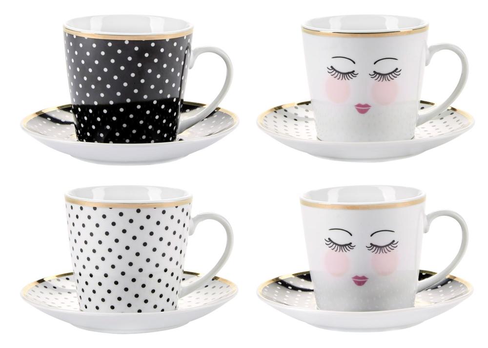 Miss Etoile Closed Eyes and Polka Dots Espresso Set of Four Collection