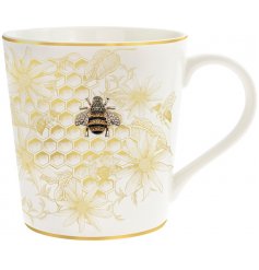 Golden Honeycomb Bee Fine China Mug