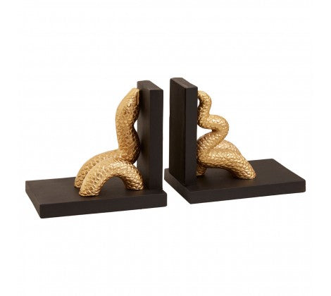 Gold and Black Serpent Bookends