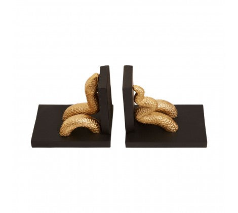 Gold and Black Serpent Bookends