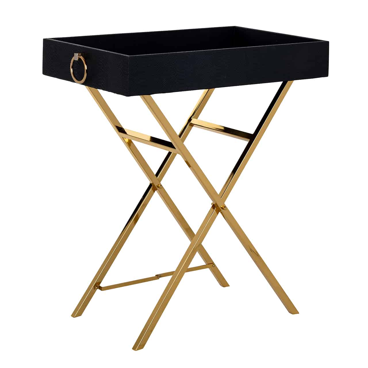 Black and Gold Snake Skin Tray Table