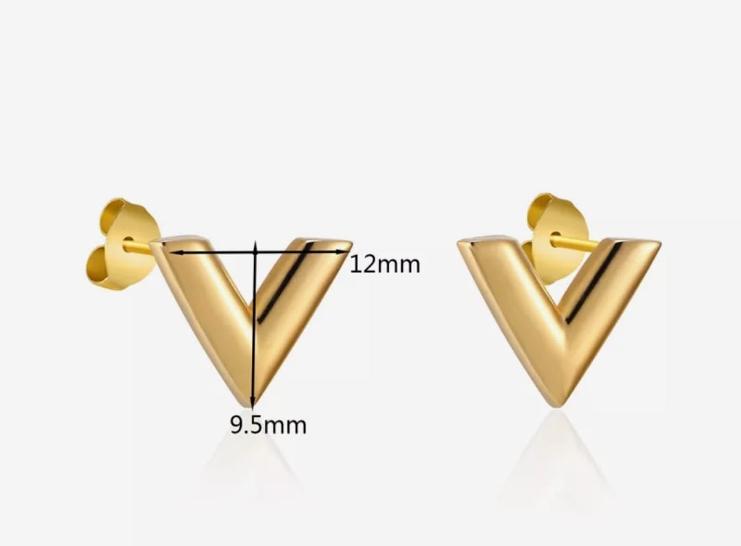 Gold Plated V Earrings