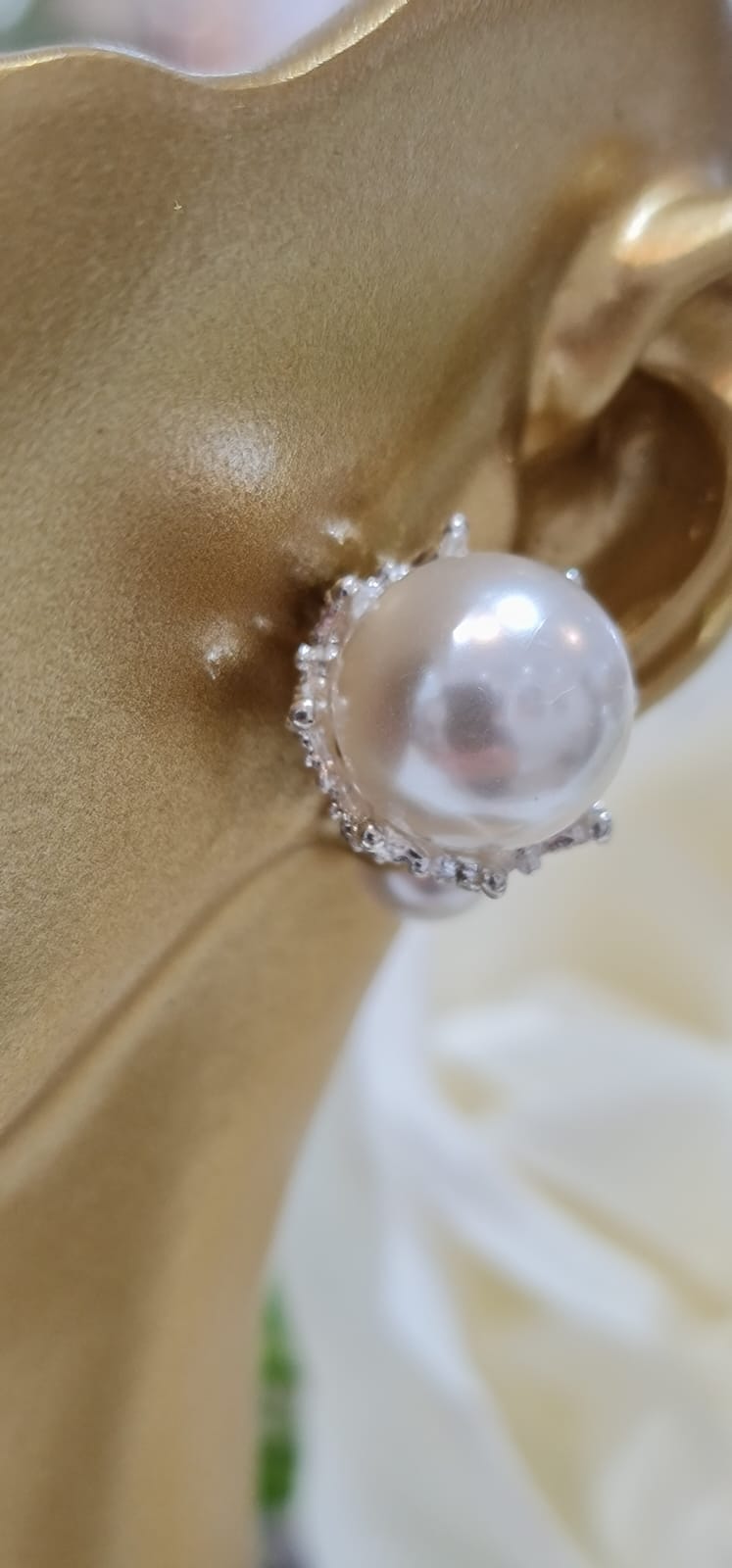 Silver Plated Statement Pearl Earrings