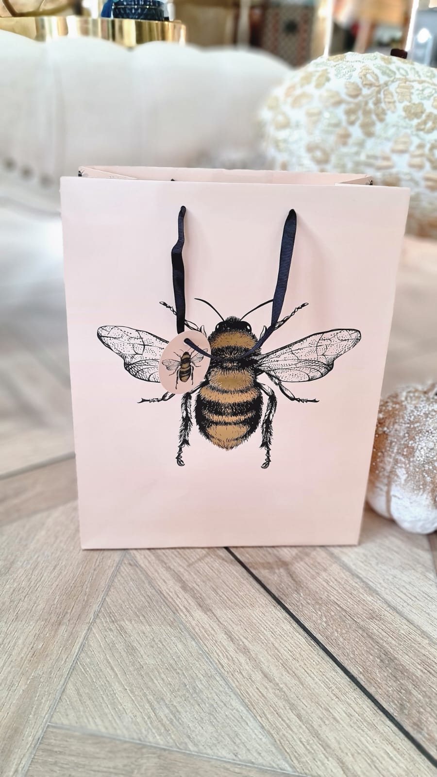Golden Bee Pink Gift Bag