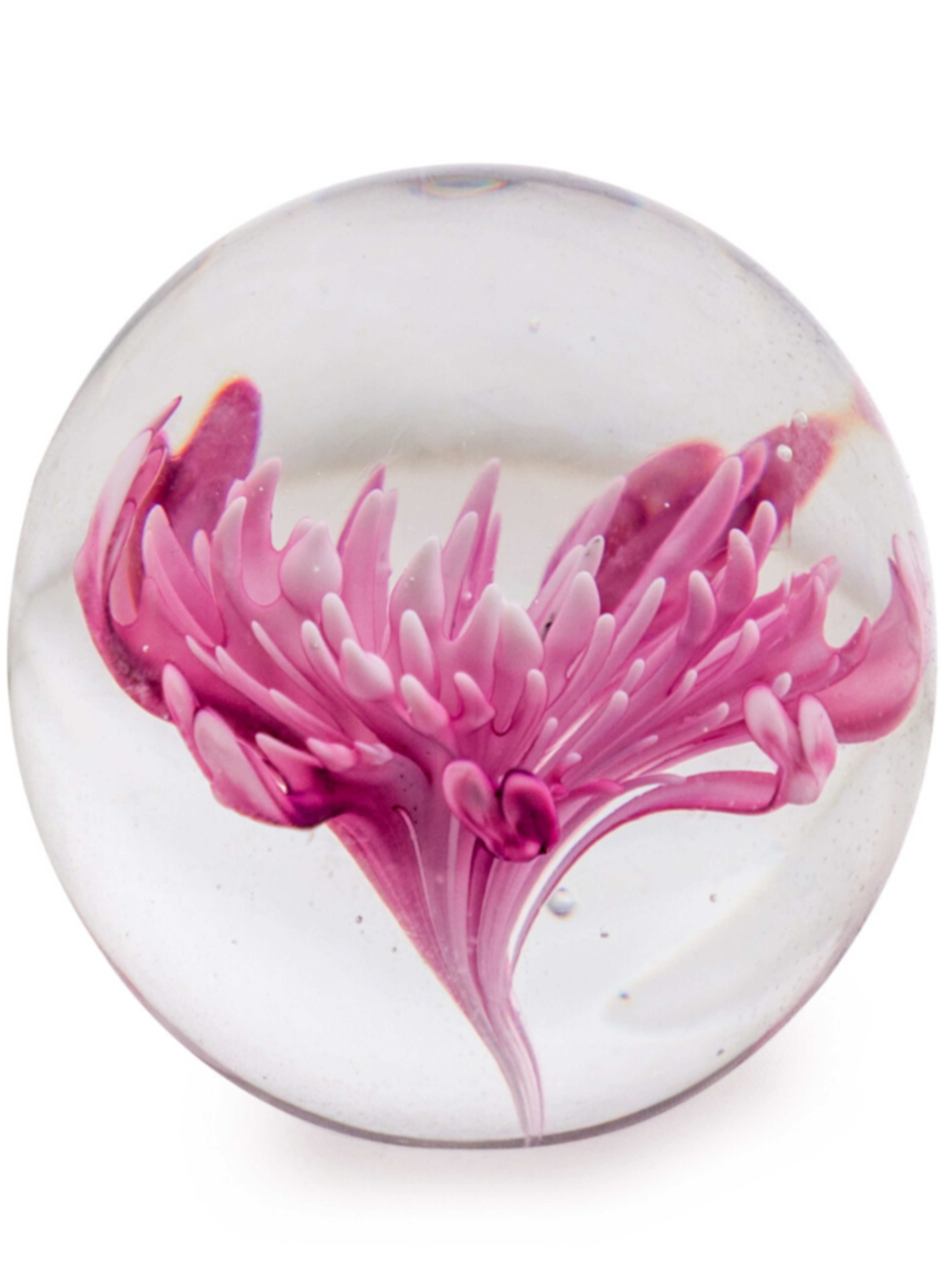 Pink Flower Glass Ball Paperweight