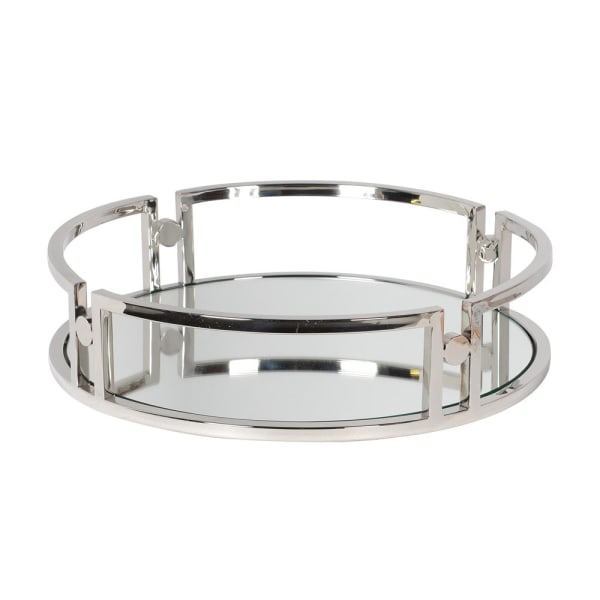 Round Silver Mirror Tray