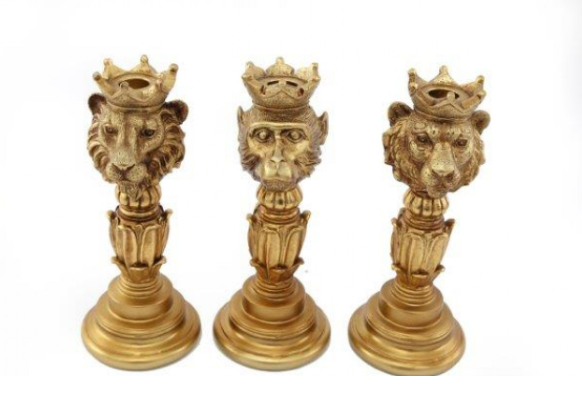 Golden Crowned Lion Candle Holder