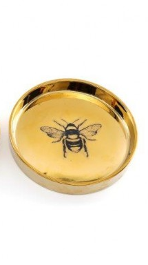 Golden Trinket Dish with Black Bee Detail