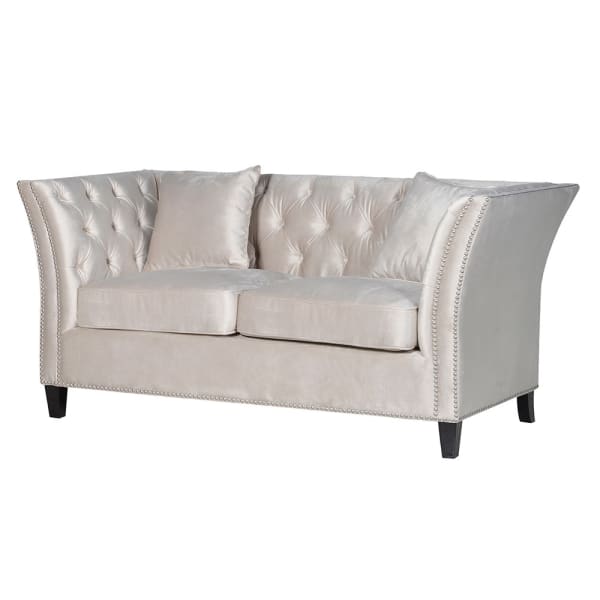 Stone Buttoned Two Seater Sofa