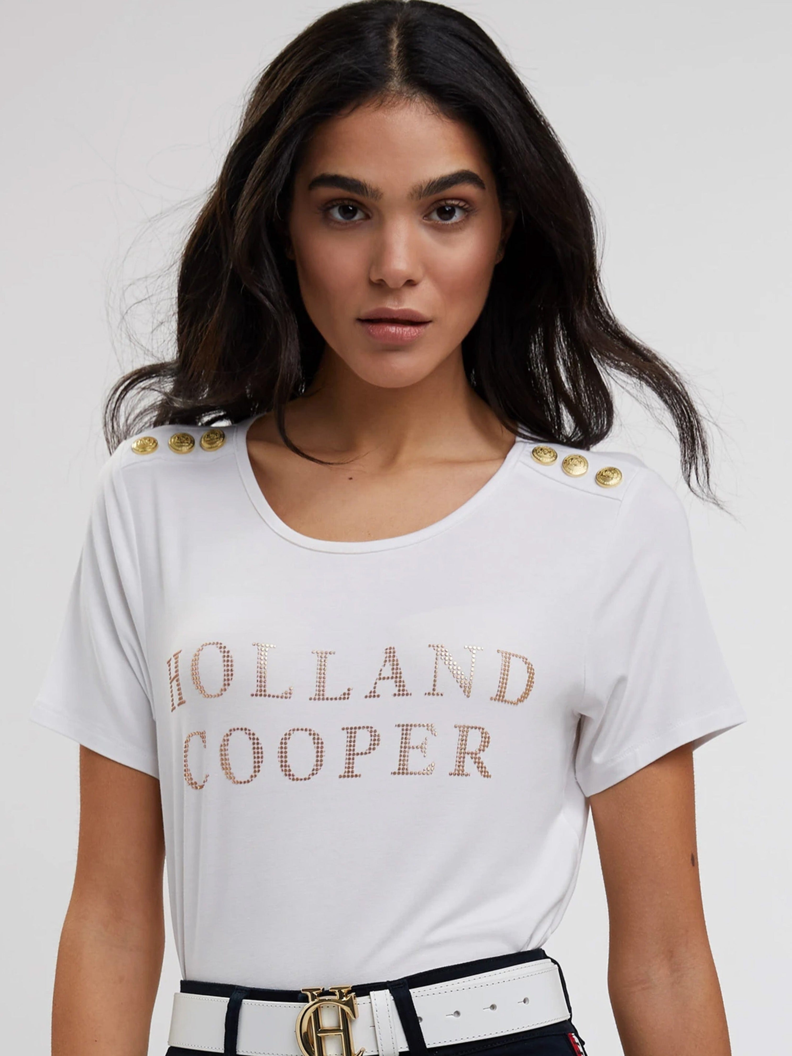 Holland Cooper Relax Fit Metallic Crew Neck T-shirt